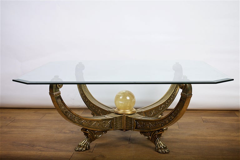 Egyptian Style Glass Topped Coffee Table For Sale at 1stDibs