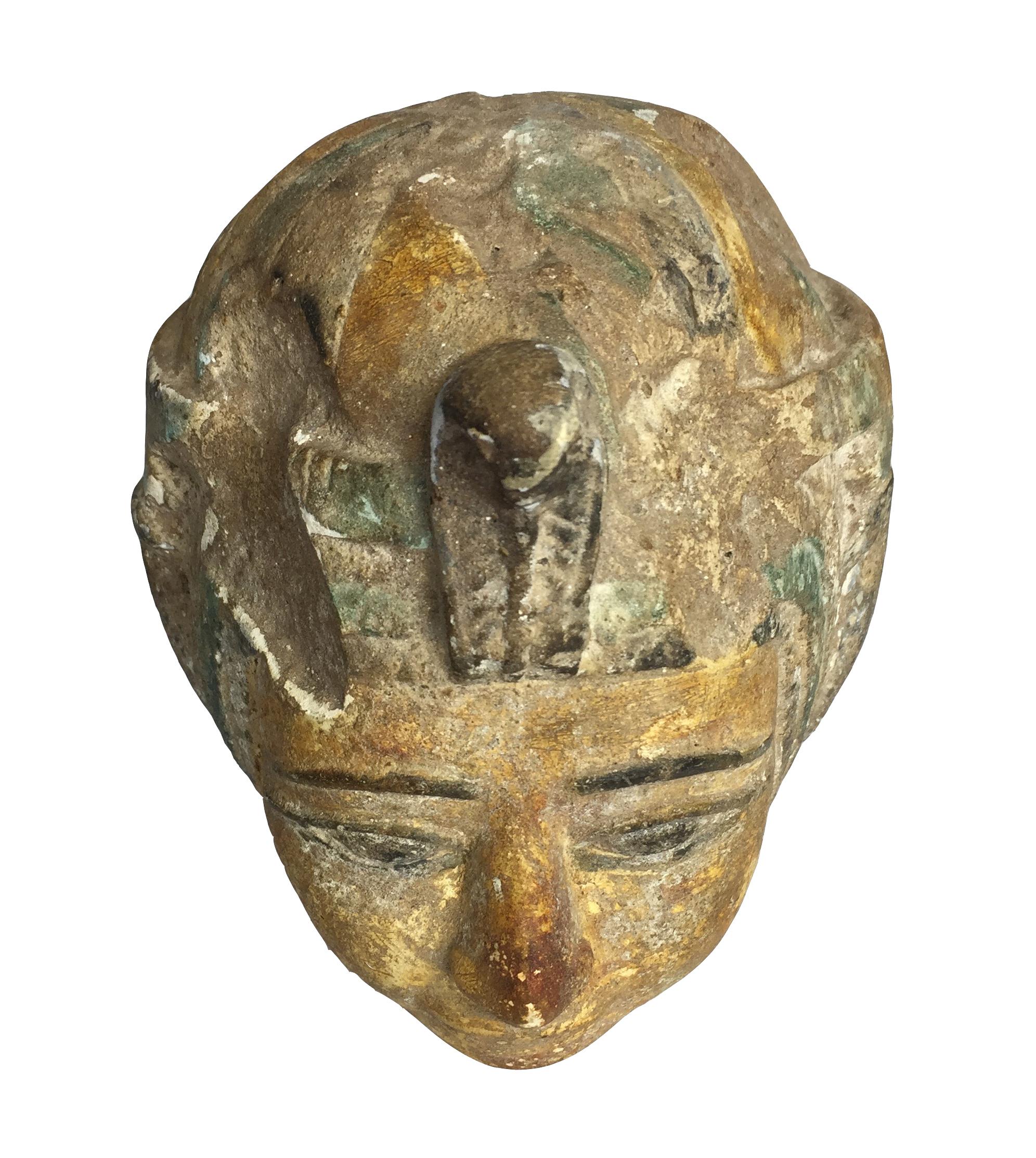 Unknown Egyptian Style Grand Tour Polychromed Limestone Head