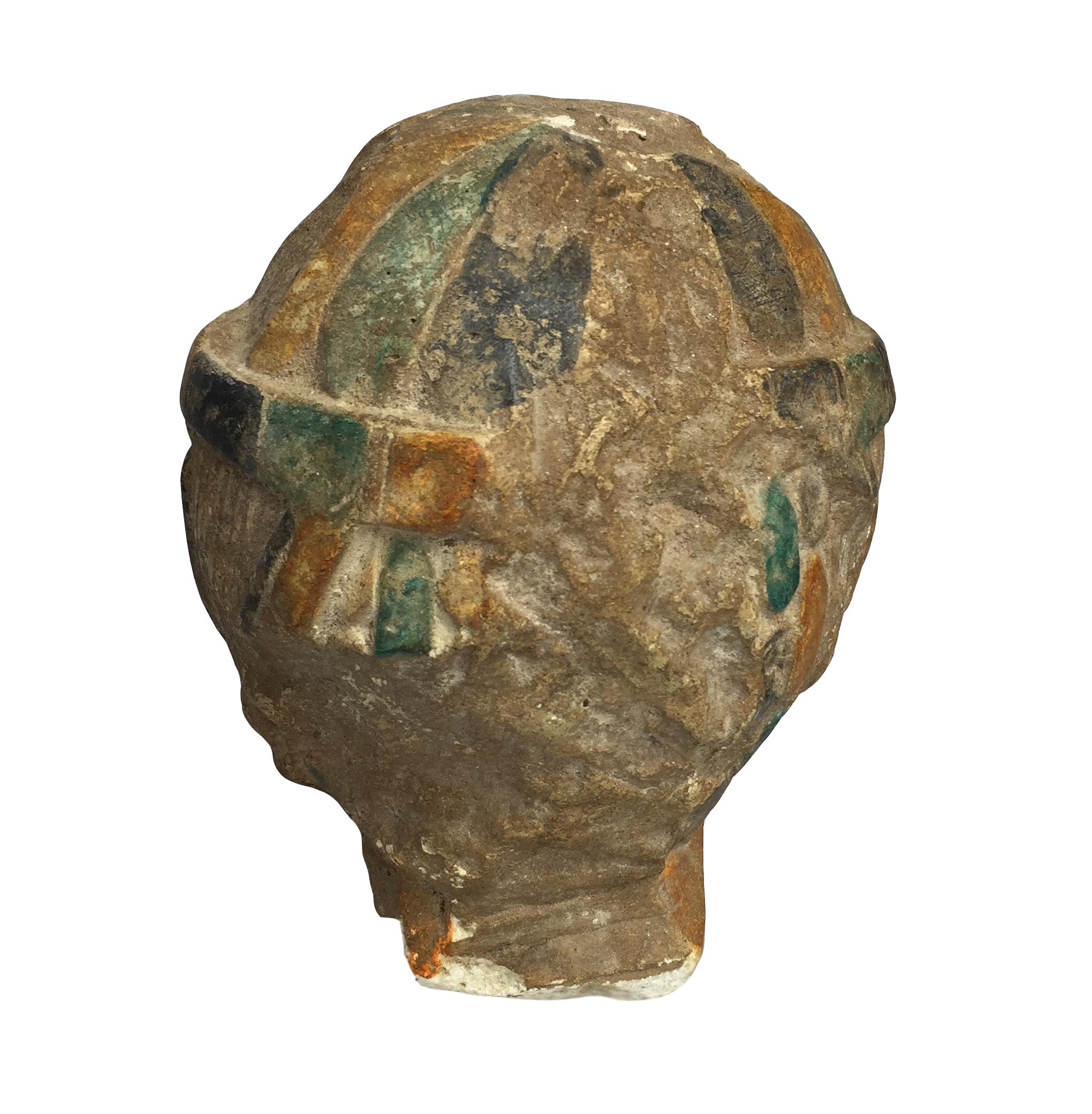 Egyptian Style Grand Tour Polychromed Limestone Head In Good Condition In Tetbury, GB