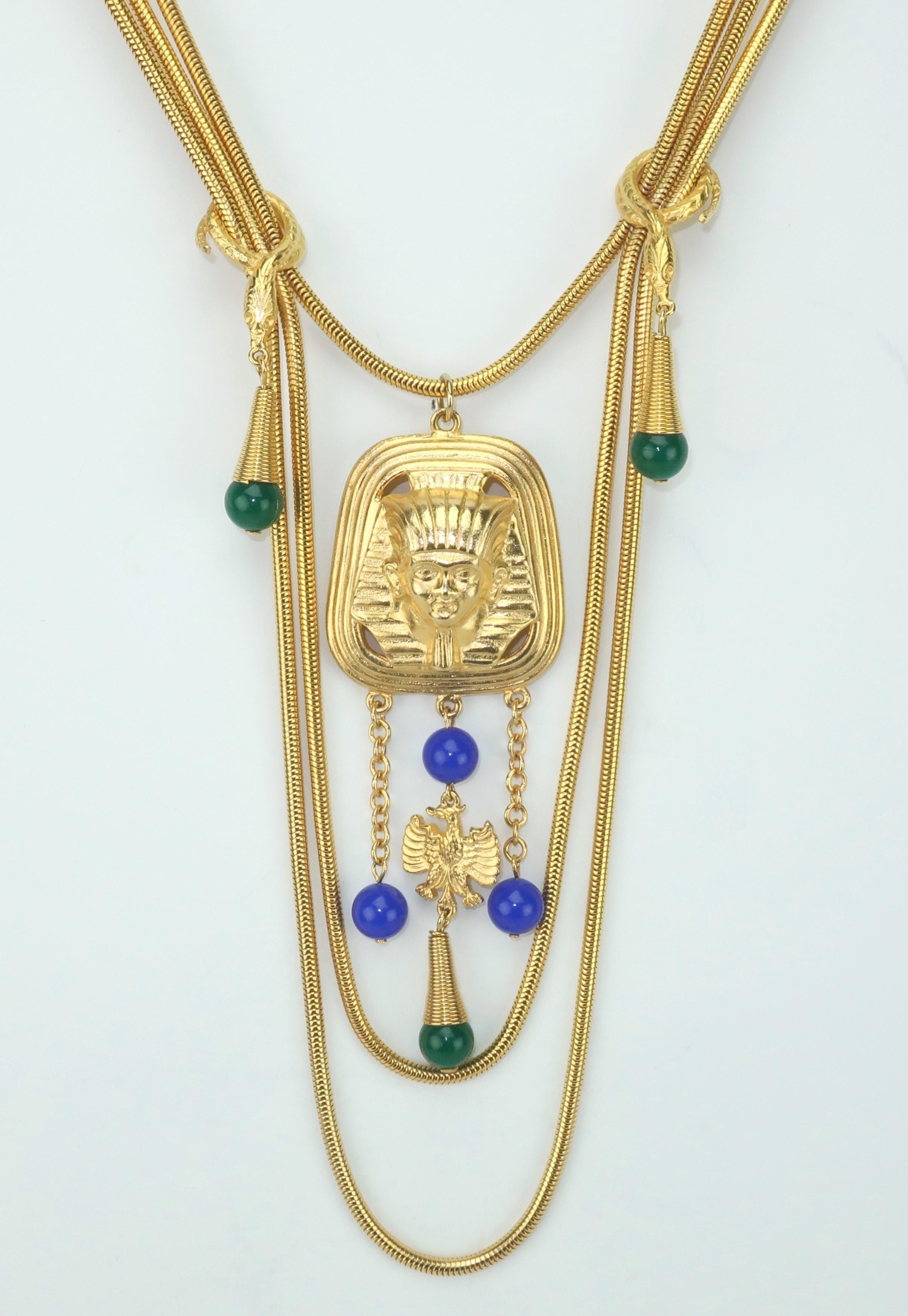 Women's Egyptian Style Multi Strand Necklace, 1970's