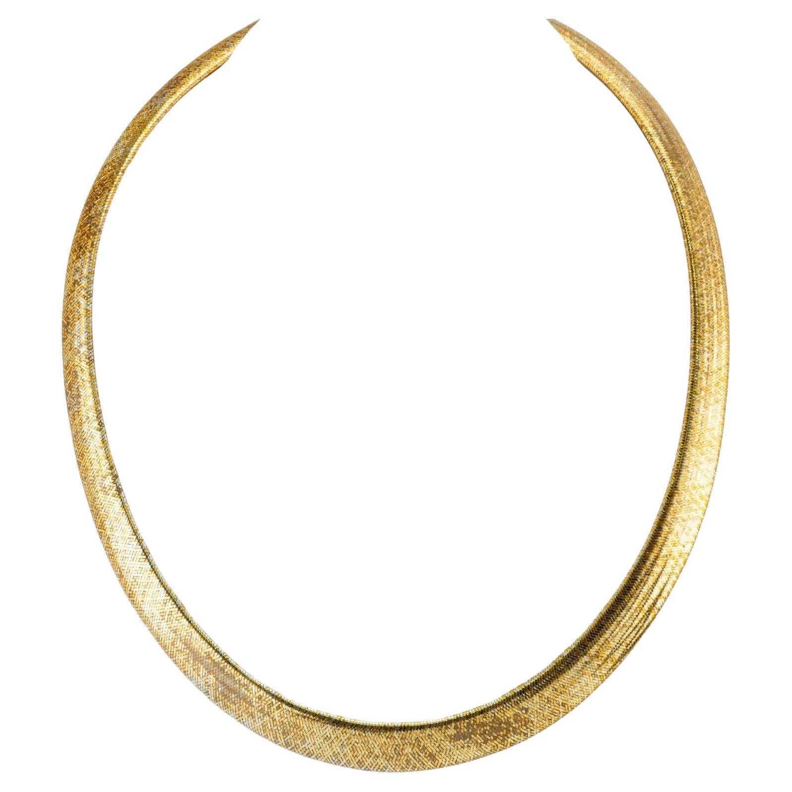 Egyptian Style Necklace Choker 14K Gold Italy For Sale