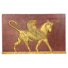 Egyptian Style Painted Carved Wall Plaque