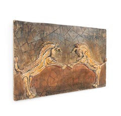 Egyptian Style Painted Carved Wood Wall Plaque