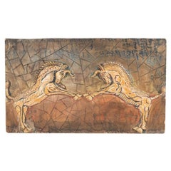 Egyptian Style Painted Carved Wood Wall Plaque