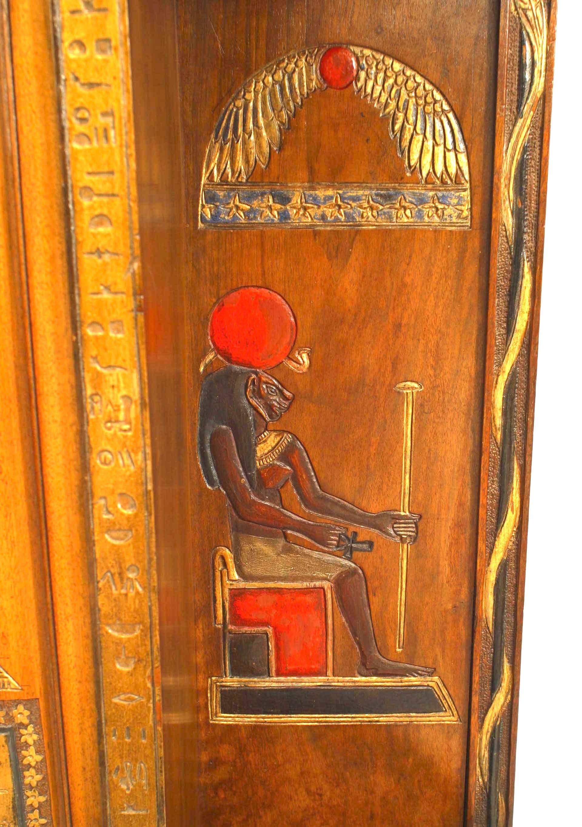 Wood Egyptian Style Painted Hanging Wall Cabinet For Sale