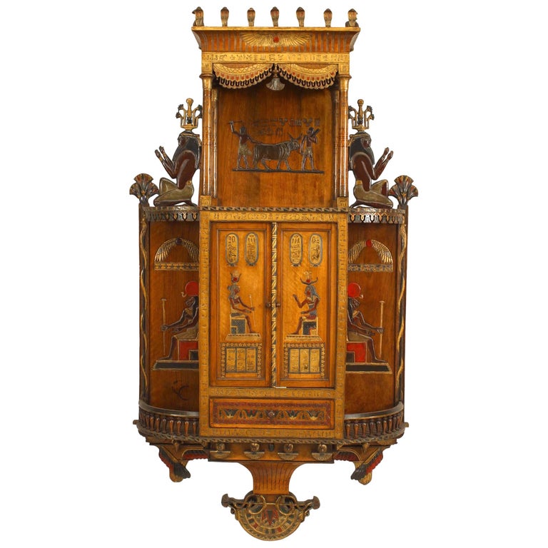 Egyptian Style Painted Hanging Wall For Sale at 1stDibs