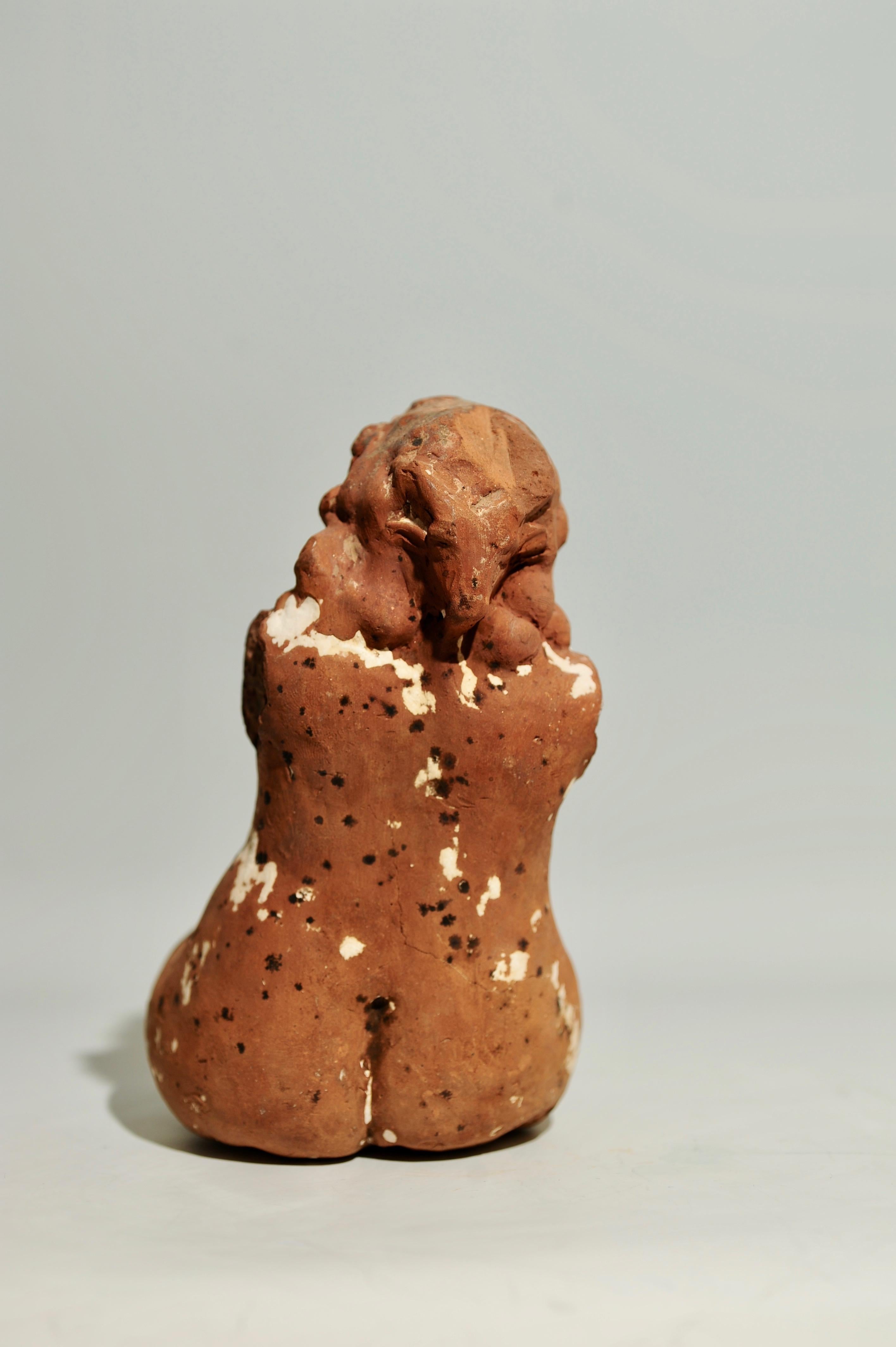 Molded Egyptian Terracota Statuette of the Seated Harpocrates For Sale