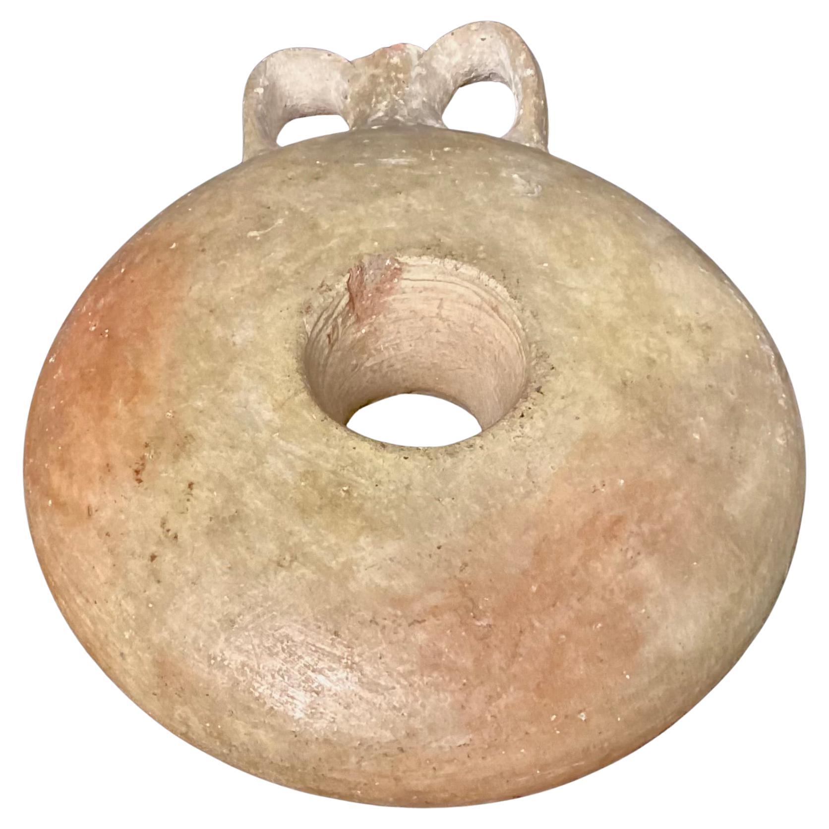 Greco Roman Egyptian Terracotta Ring Flask For Sale