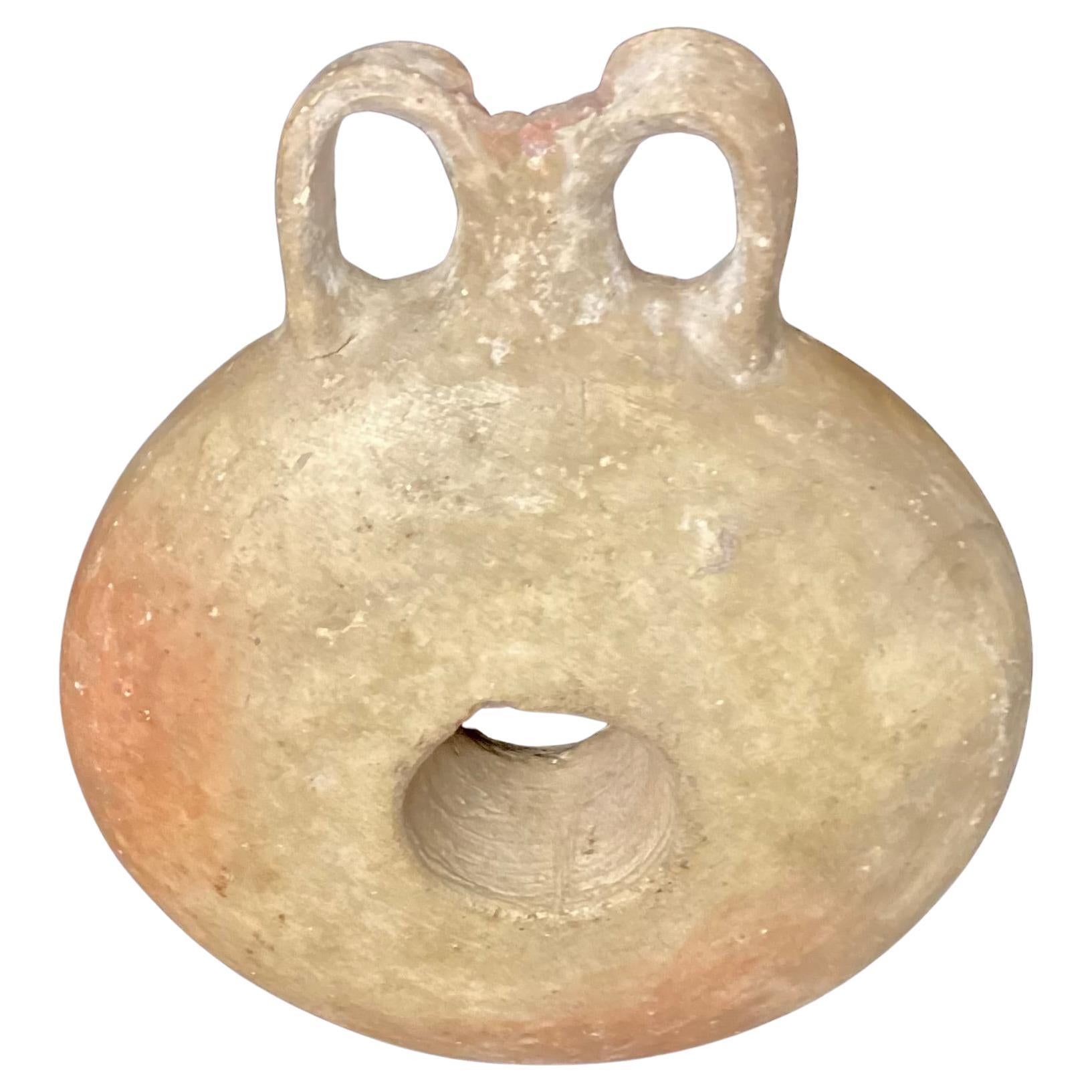 Italian Egyptian Terracotta Ring Flask For Sale