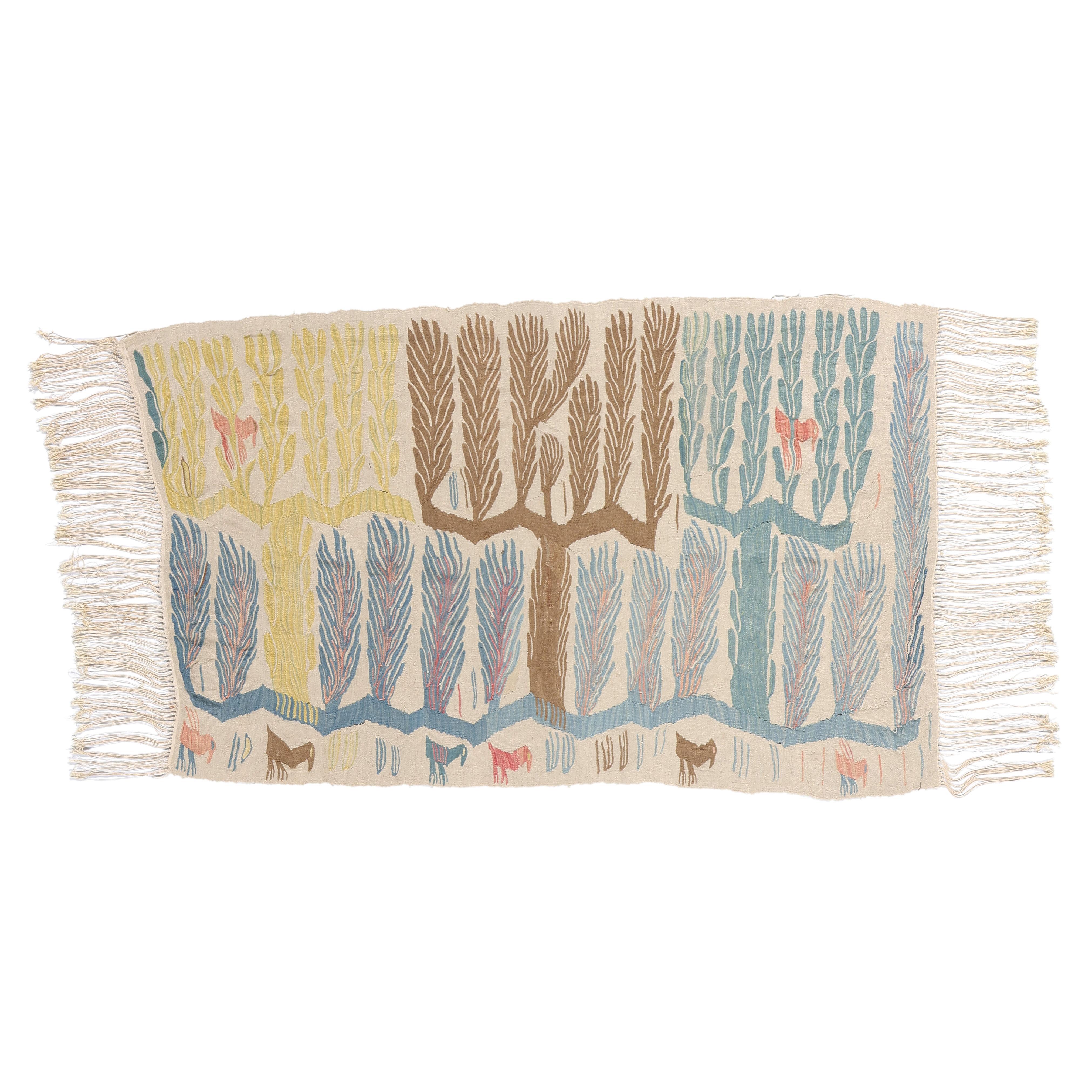 Egyptian "Tree of Life" Tapestry, Influenced by the Ramses Wissa Wassef Workshop