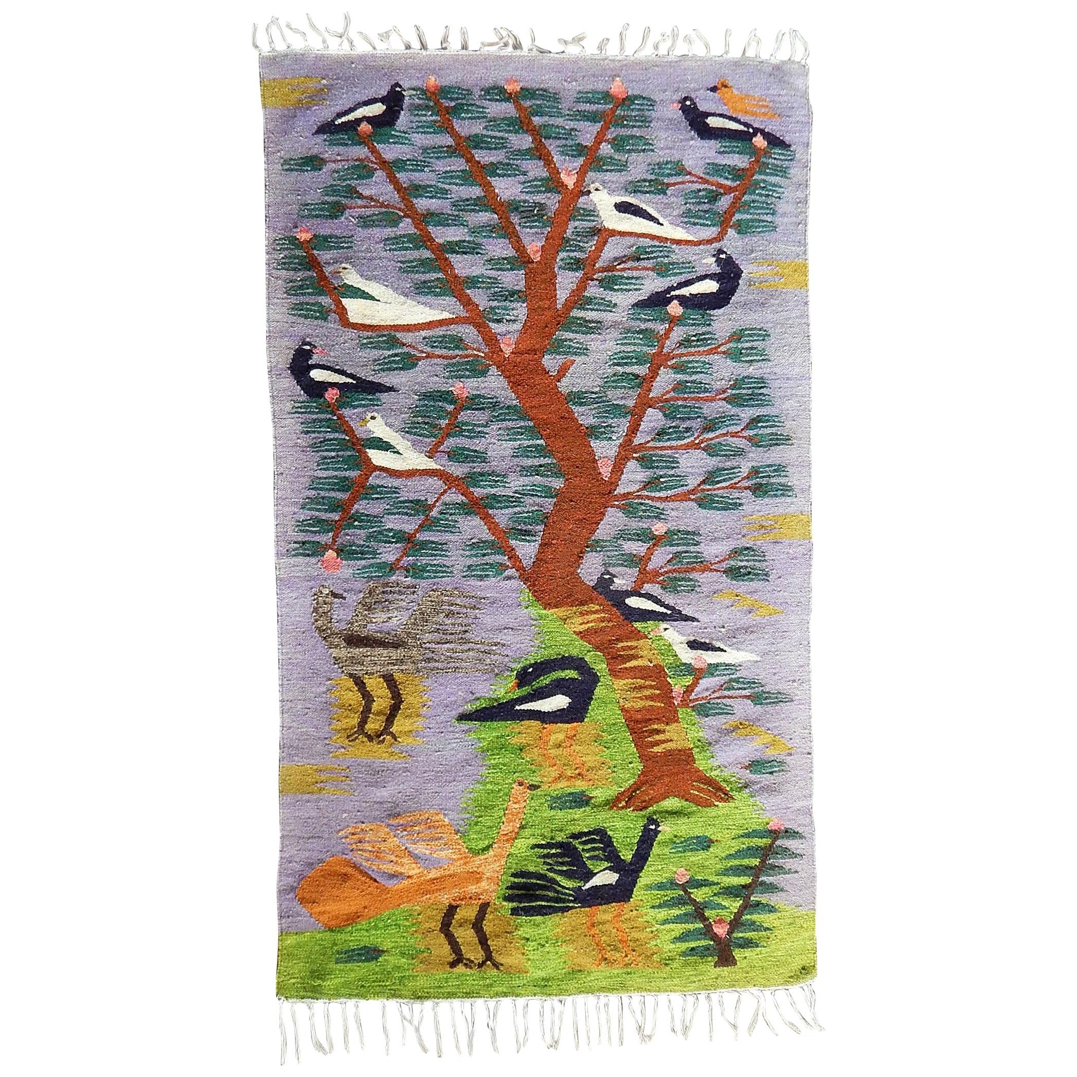 Egyptian "Tree of Life" Tapestry, Influenced by the Ramses Wissa Wassef Workshop For Sale