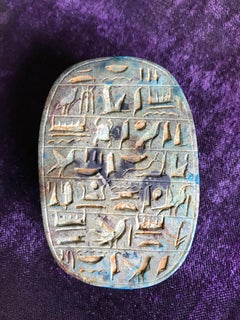 Egyptian Turquoise Faience Heart Scarab Amulet