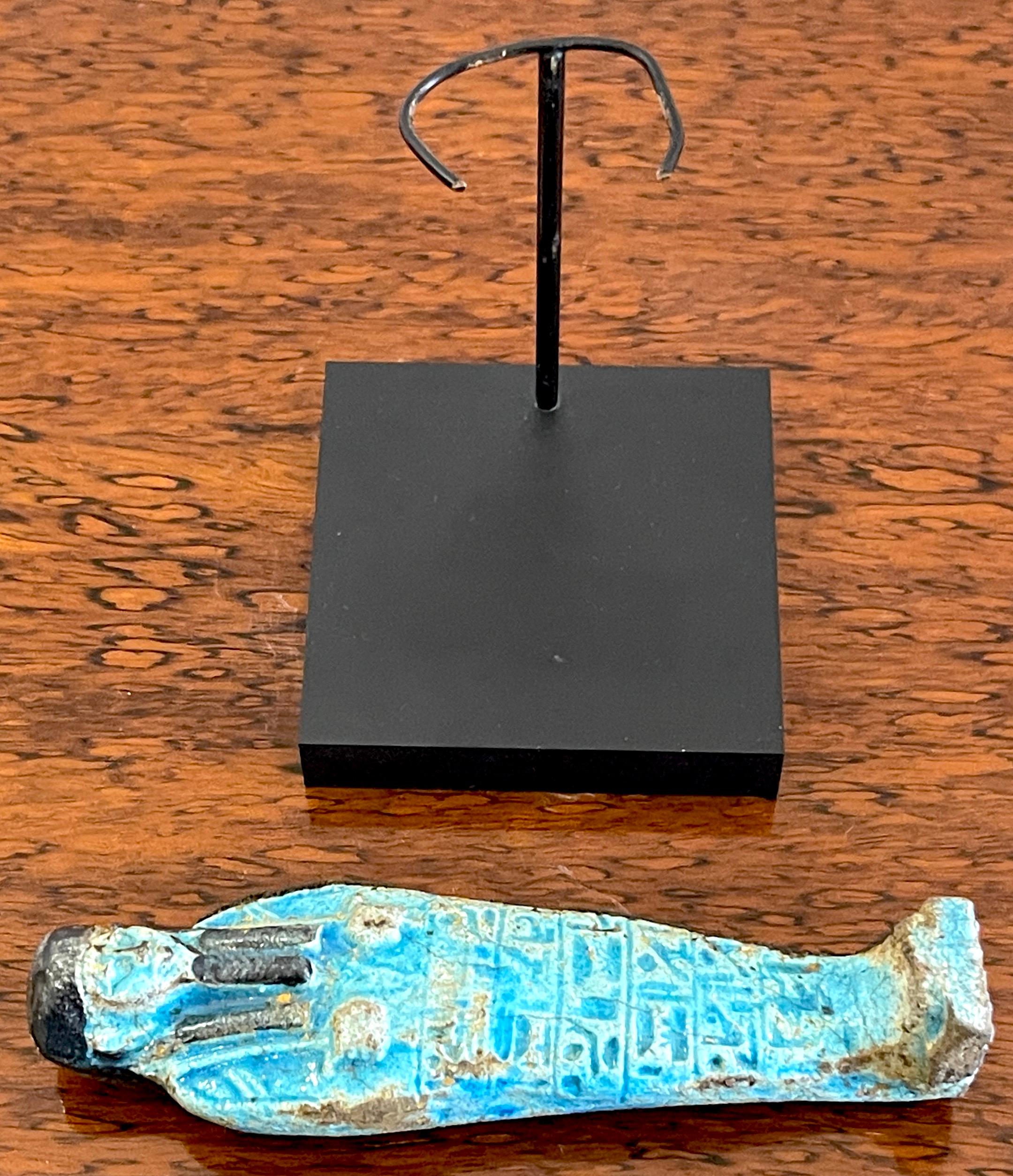 Egyptian Turquoise Faience Shabti, Museum Mounted  3