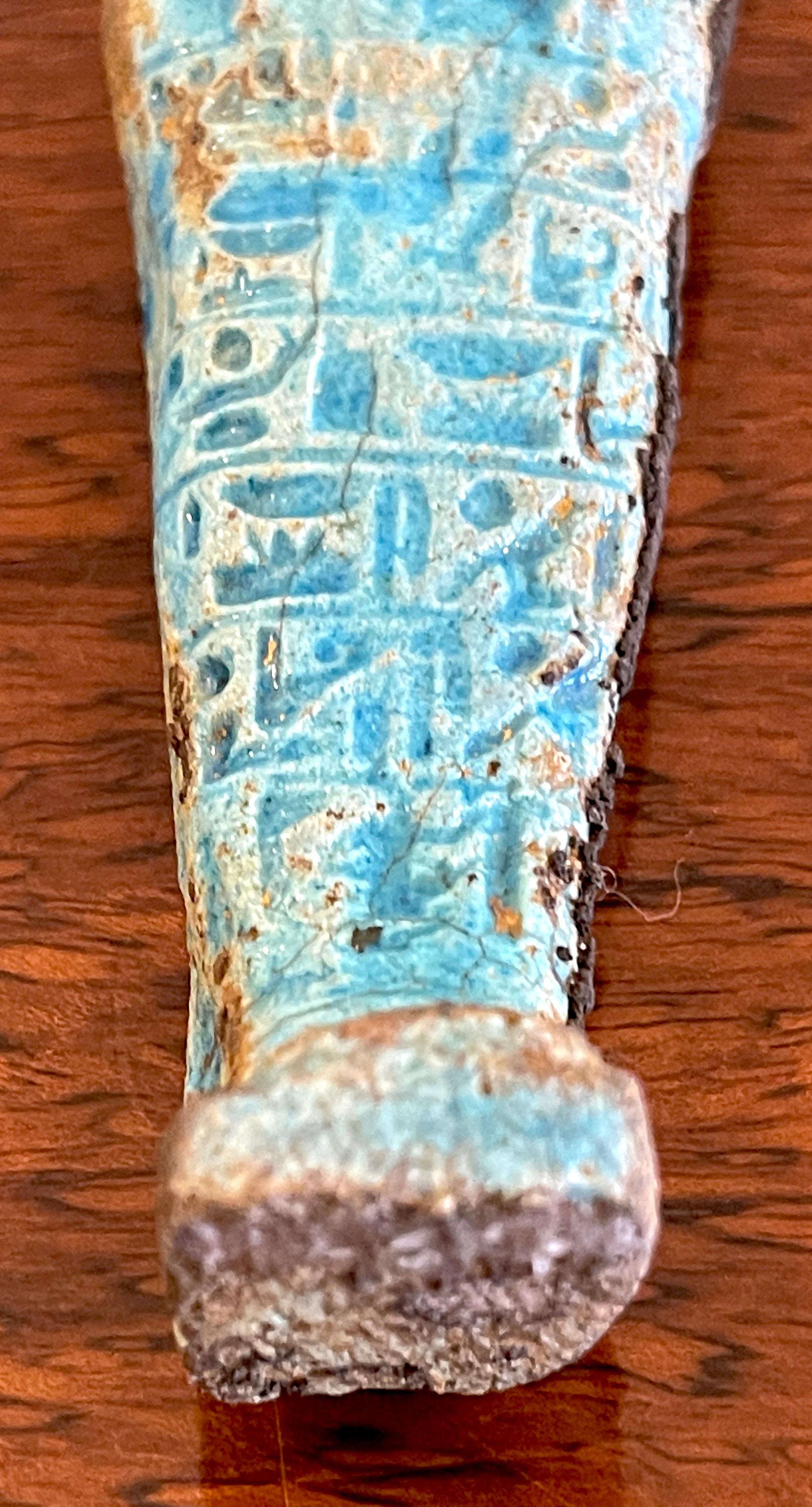 Egyptian Turquoise Faience Shabti, Museum Mounted  5