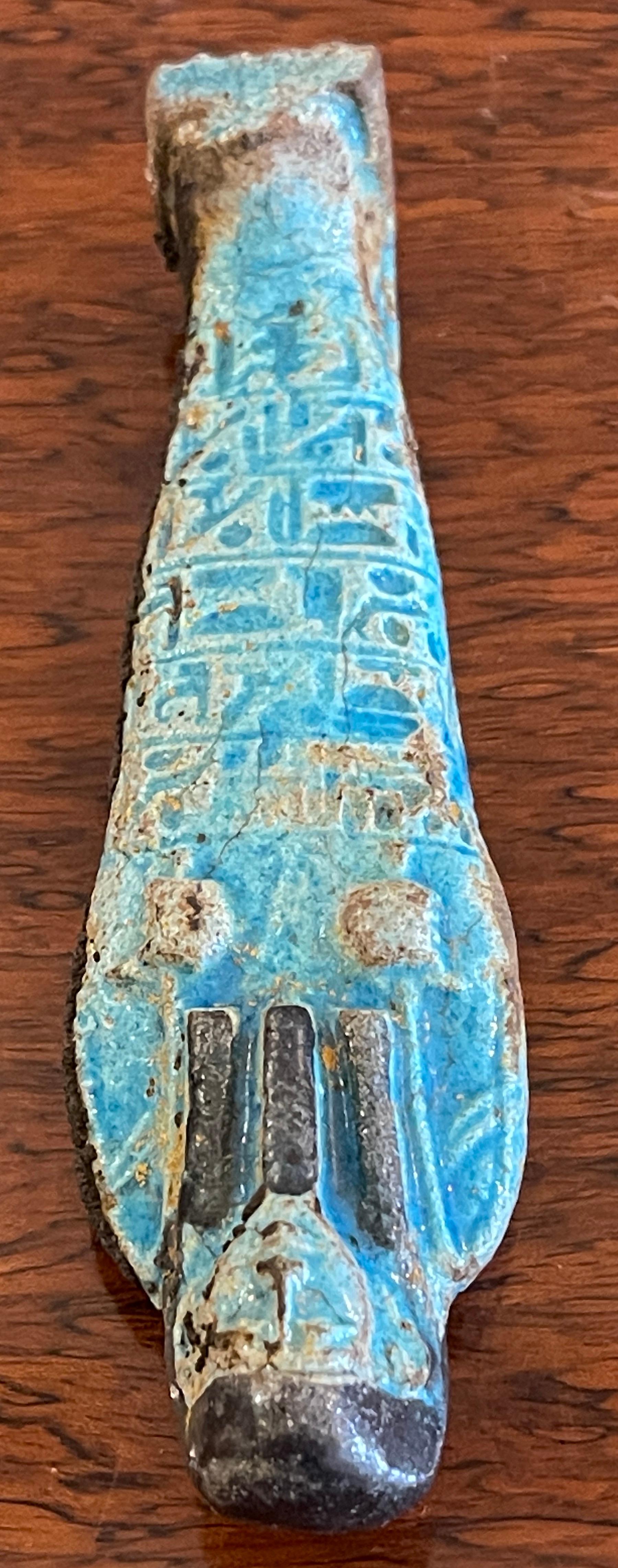 Egyptian Turquoise Faience Shabti, Museum Mounted  7