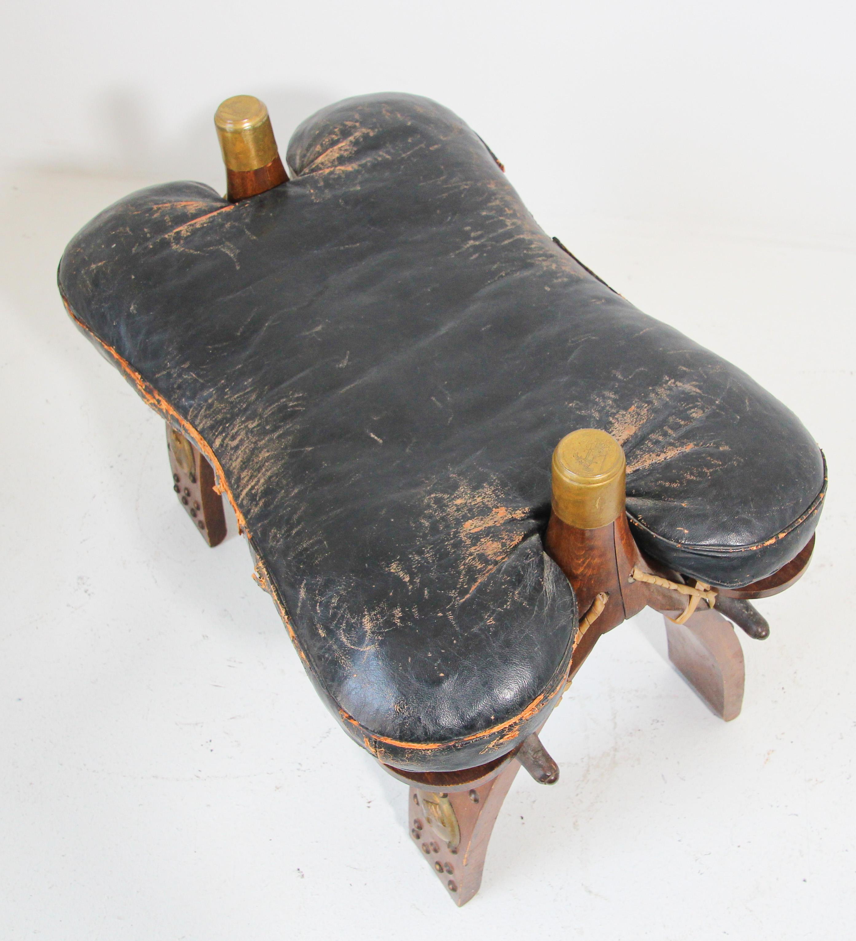 Cowhide Egyptian Vintage Camel Saddle Stool