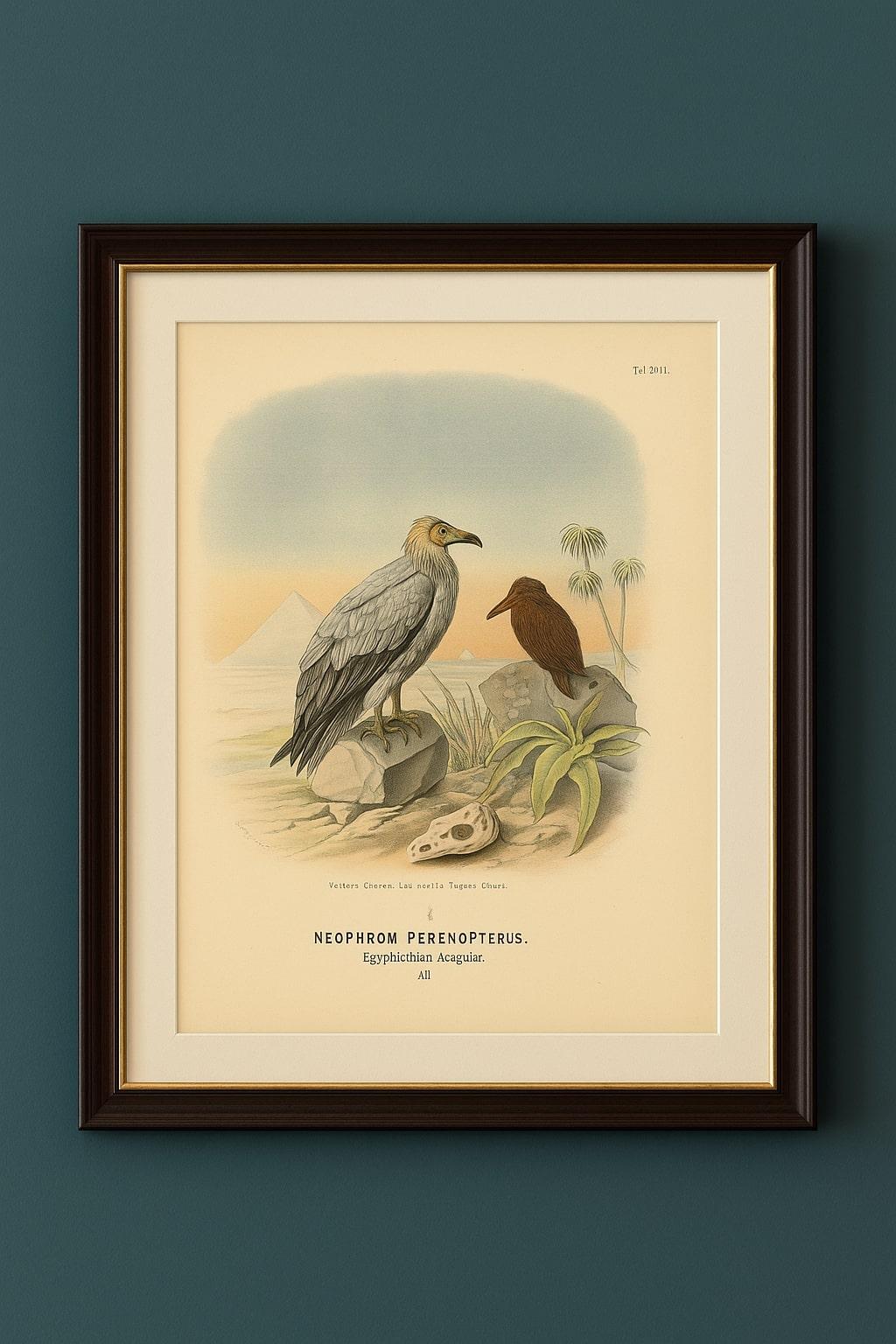 Gravure ancienne de vautours égyptiens par Oskar von Riesenthal, 1894

Description : Estampe ancienne (non encadrée), intitulée : 