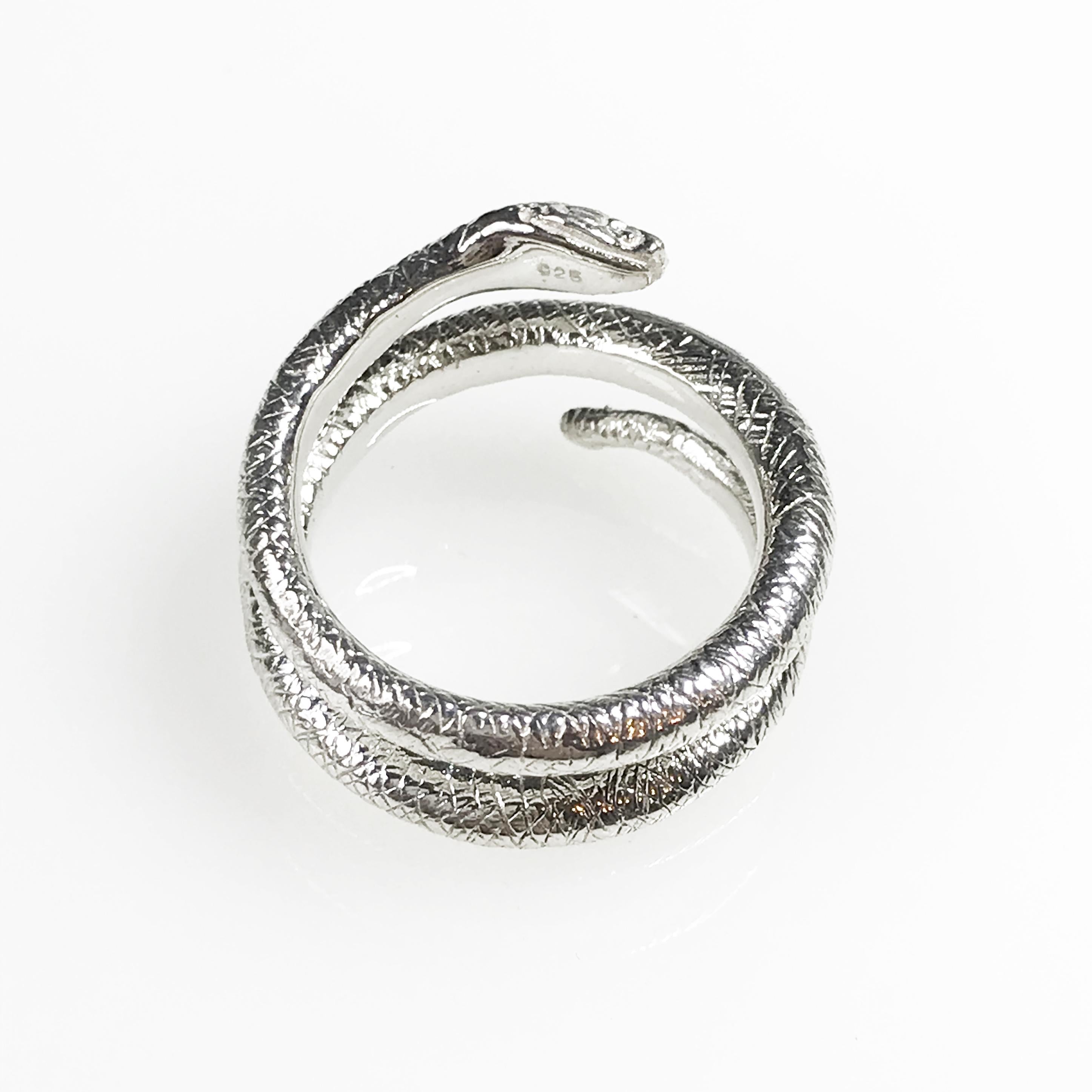 Byzantine Egyptian Wadjet Elder Coiled Snake Ring in Sterling Silver For Sale