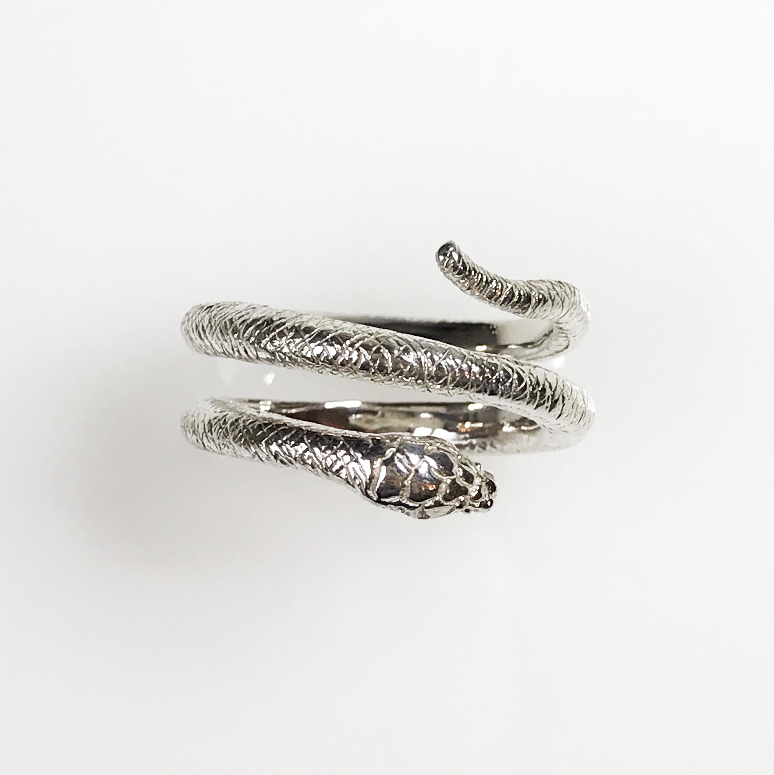 Egyptian Wadjet Elder Coiled Snake Ring in Sterling Silver In New Condition For Sale In London, GB