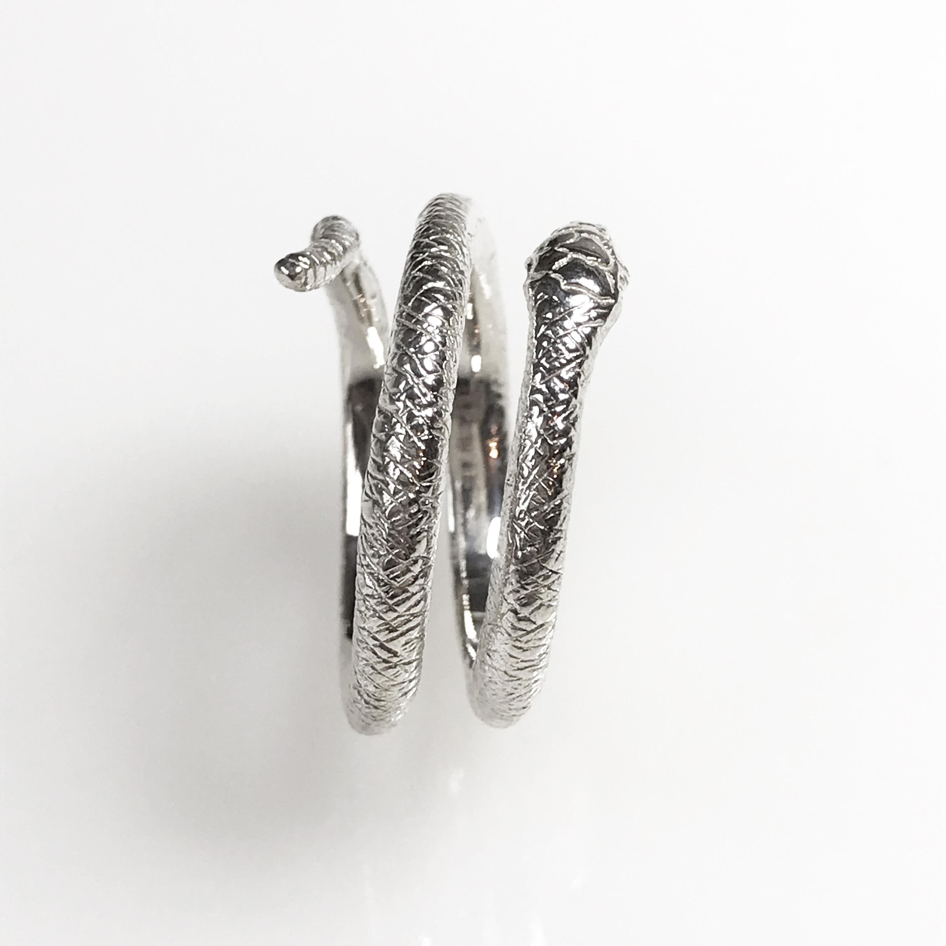 Women's or Men's Egyptian Wadjet Elder Coiled Snake Ring in Sterling Silver For Sale