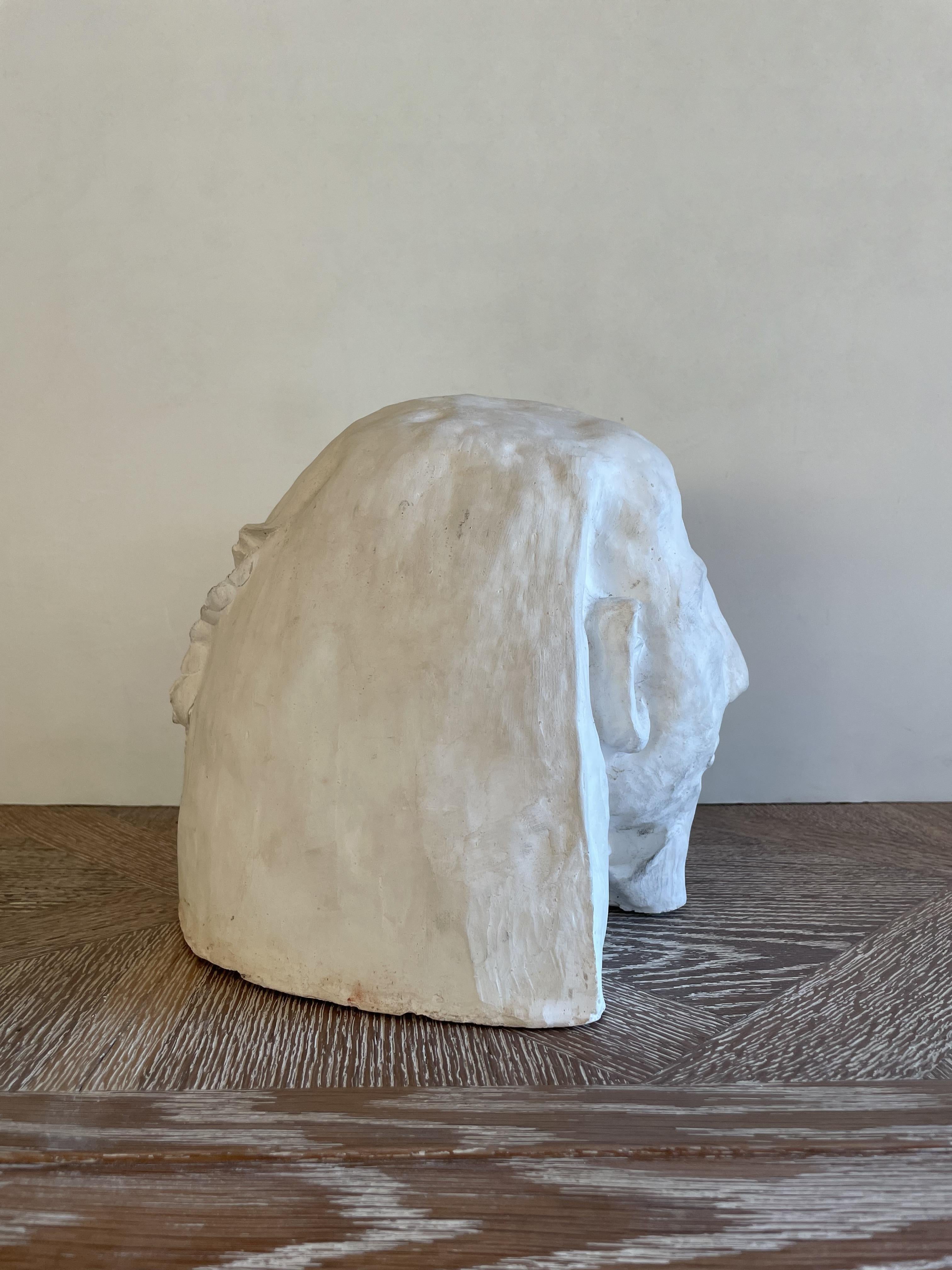 Unknown Egyptian White Head Plaster Sculpture For Sale