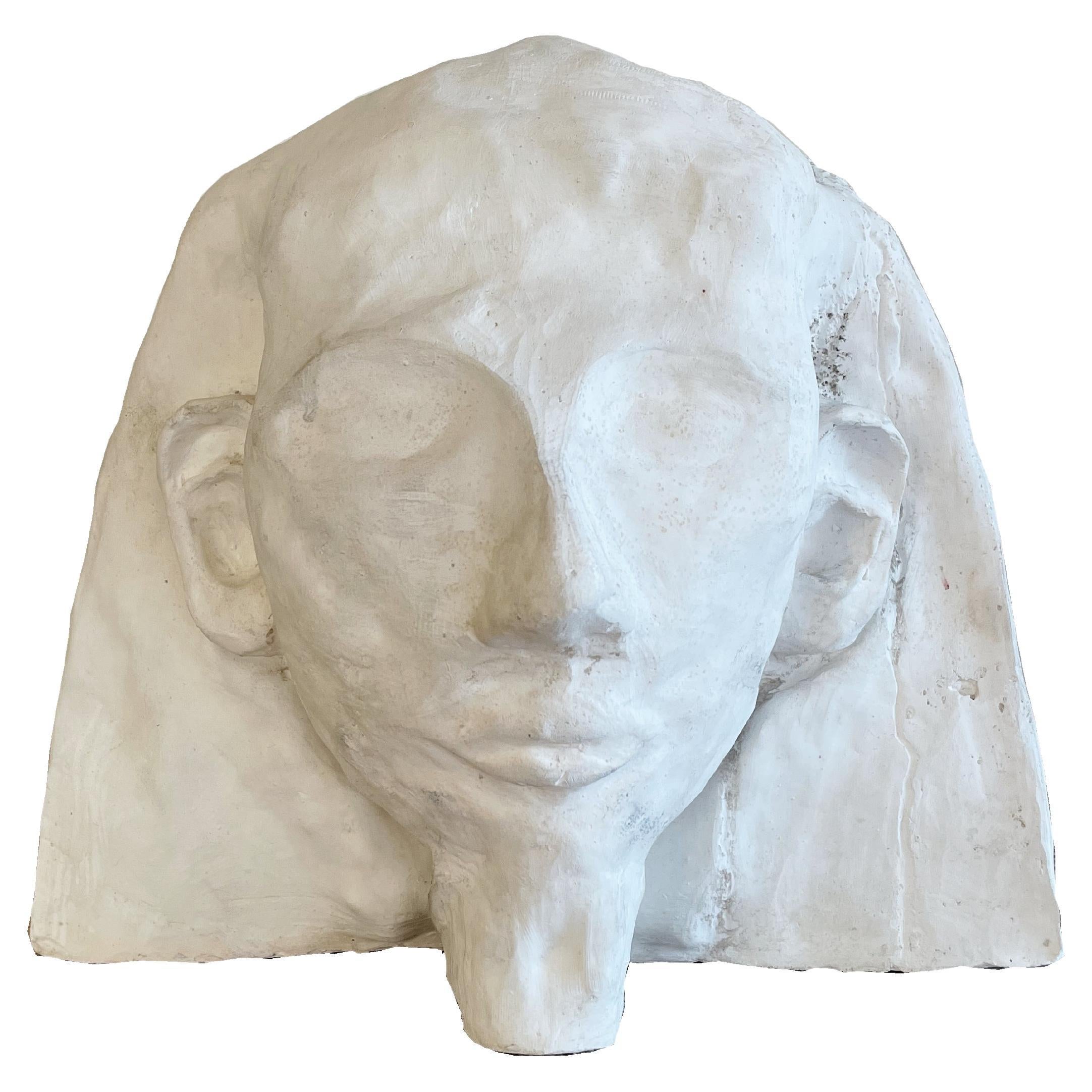 Egyptian White Head Plaster Sculpture For Sale