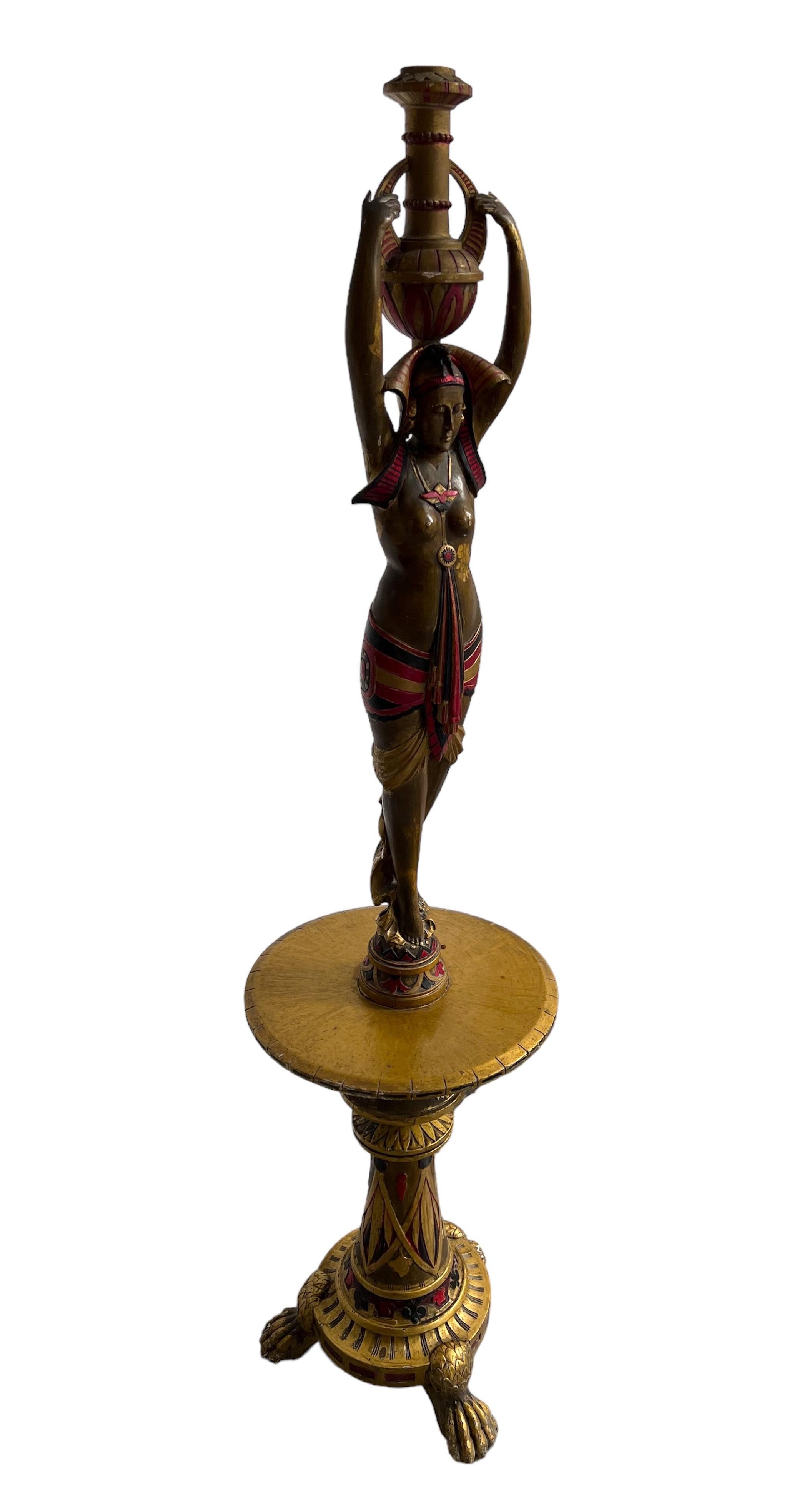 Wood Egyptian woman sculpture, Art Deco Style, 1930, French For Sale