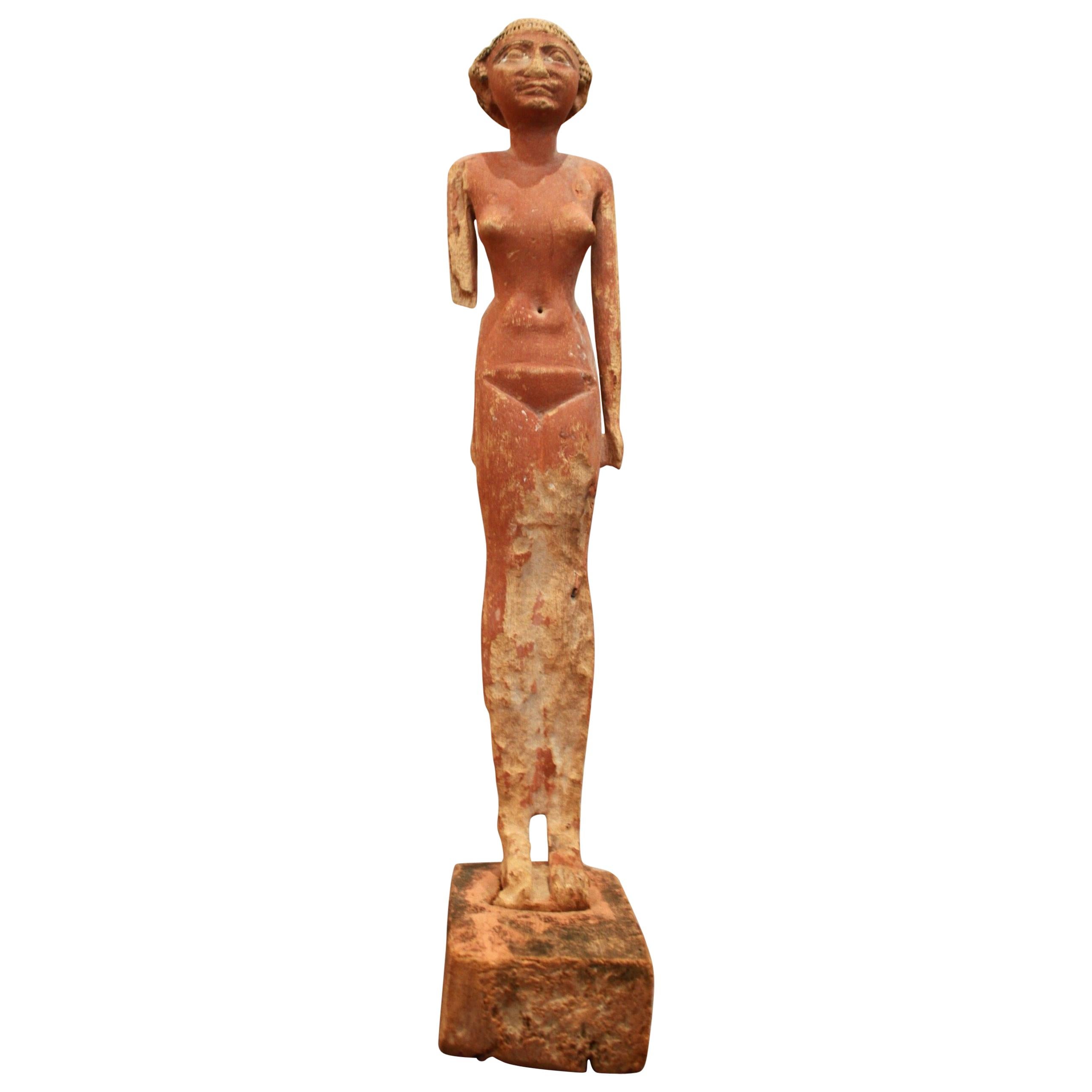 Egyptian woman statue in wood, Middle Kingdom, XI - XII dynasties For Sale