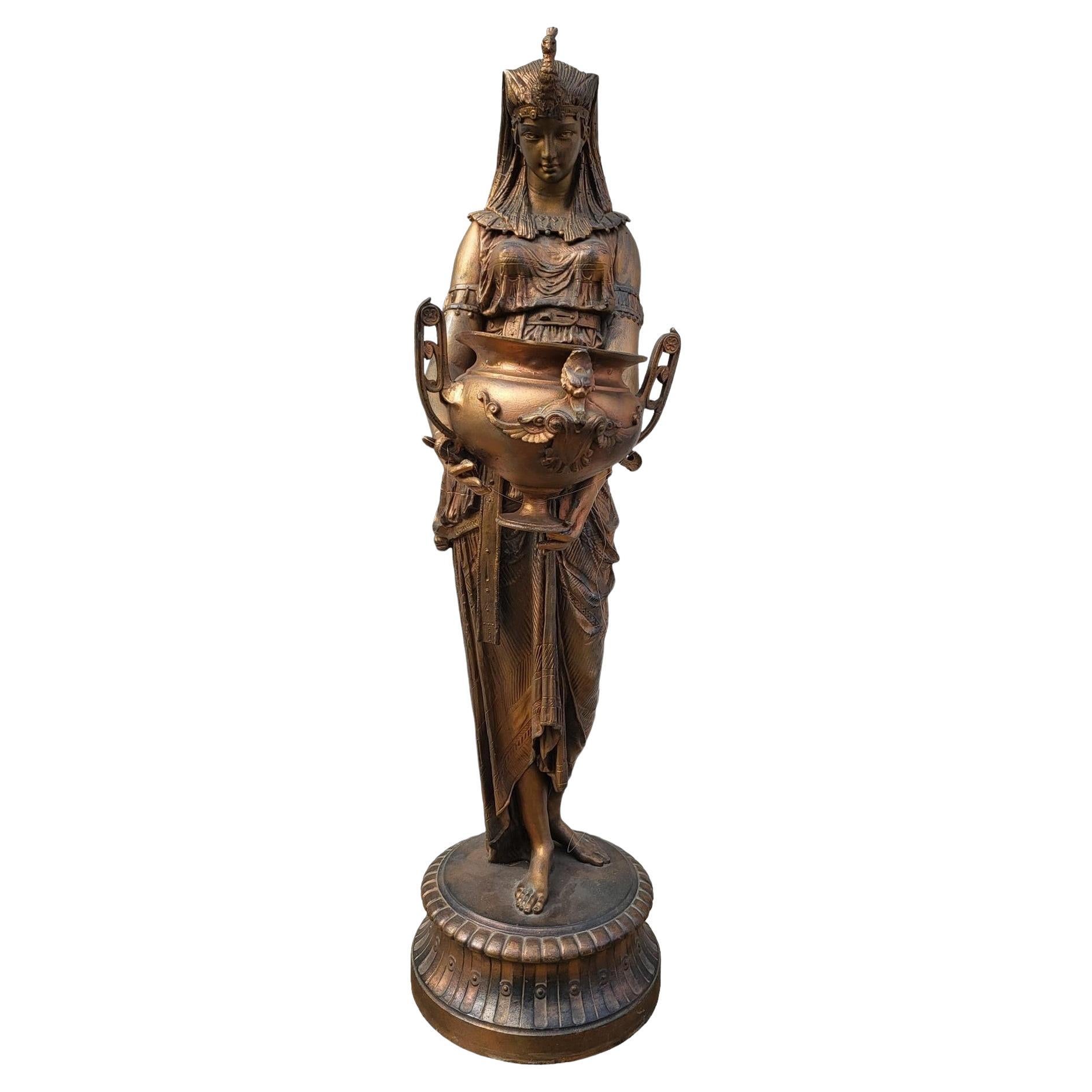 Egyptian Woman  With Urn, Orientalist Spelter, Signed, Late 19th Century