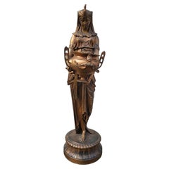 Egyptian Woman  With Urn, Orientalist Spelter, Signed, Late 19th Century