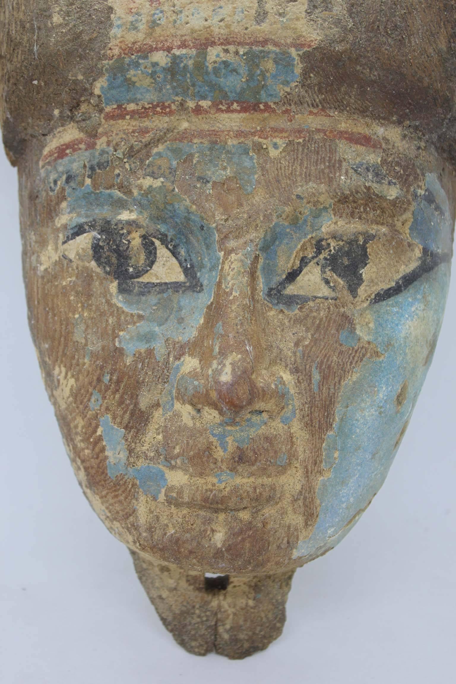 Egyptian Wood Sarcophagus Mask, Ptolemaic Period 4