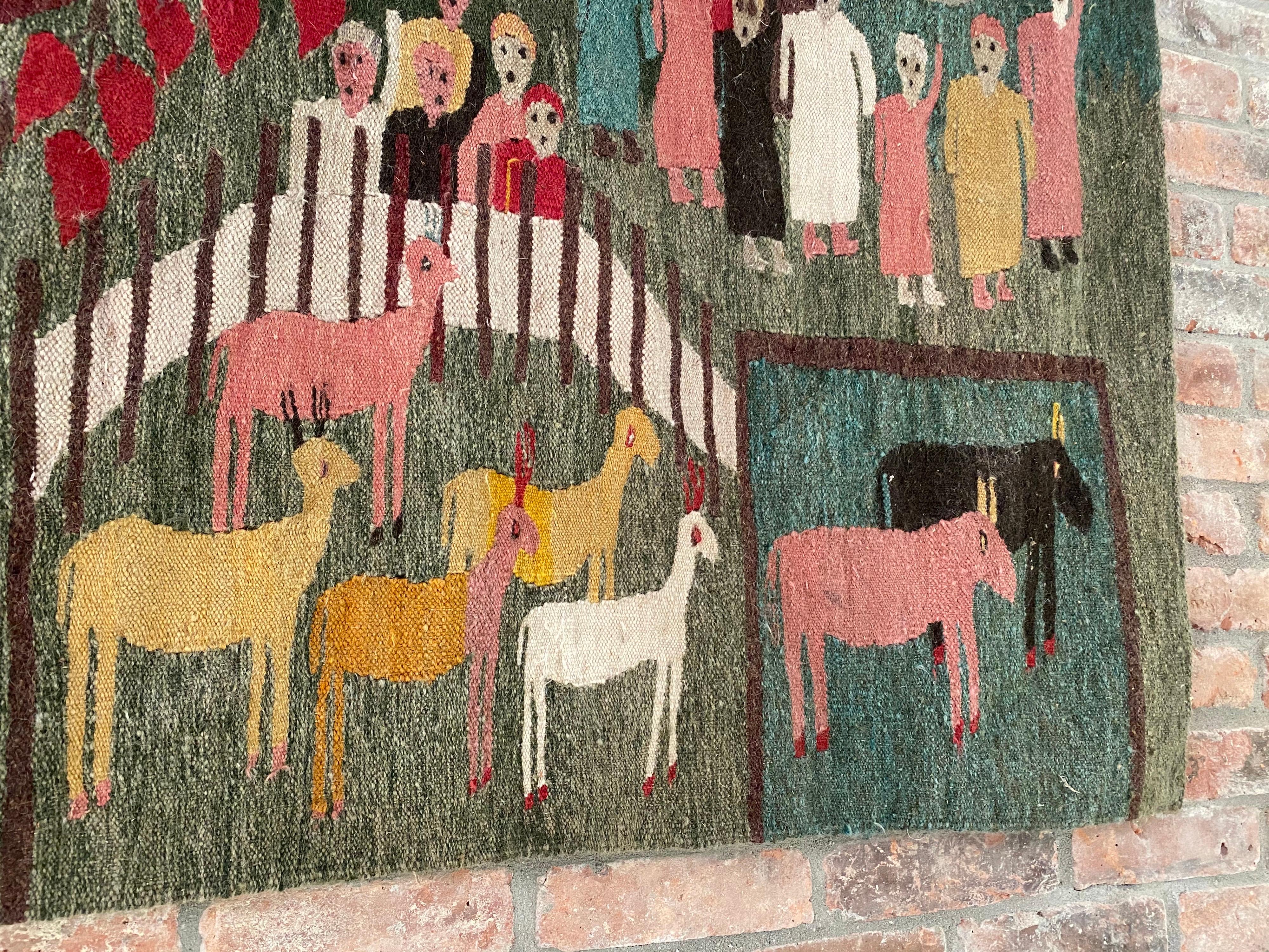 Egyptian Wool 'Zoo' Tapestry, 20th Century For Sale 3