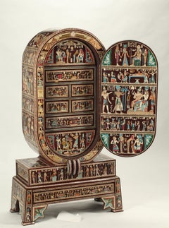 Egyptian Revival Collector's Cabinet on Stand