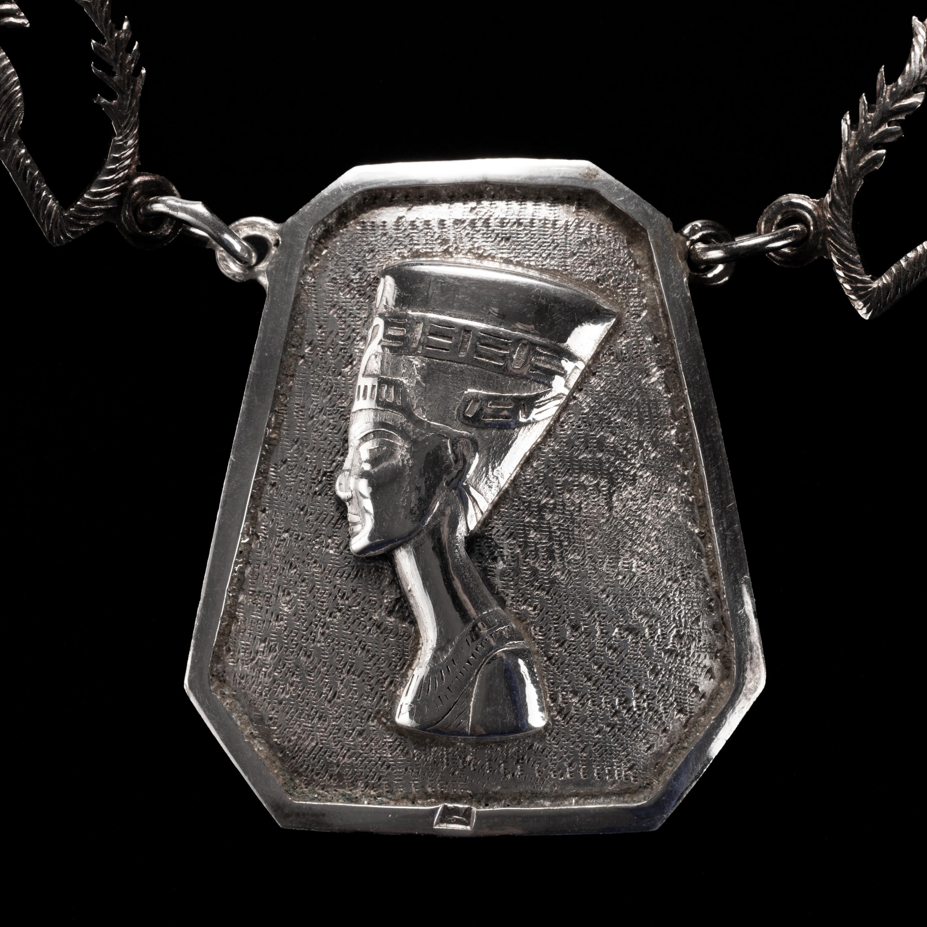 Egyptian Revival Egyption Revival Sterling Plate Necklace Egyption Circa 1916 For Sale