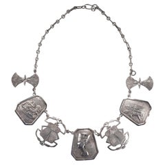 Egyption Revival Sterling Plate Necklace Egyption Circa 1916