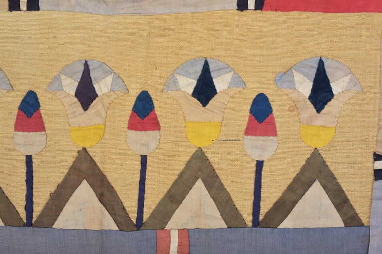 Egyptomania linen and cotton appliqué Hanging - France Circa 1900 5