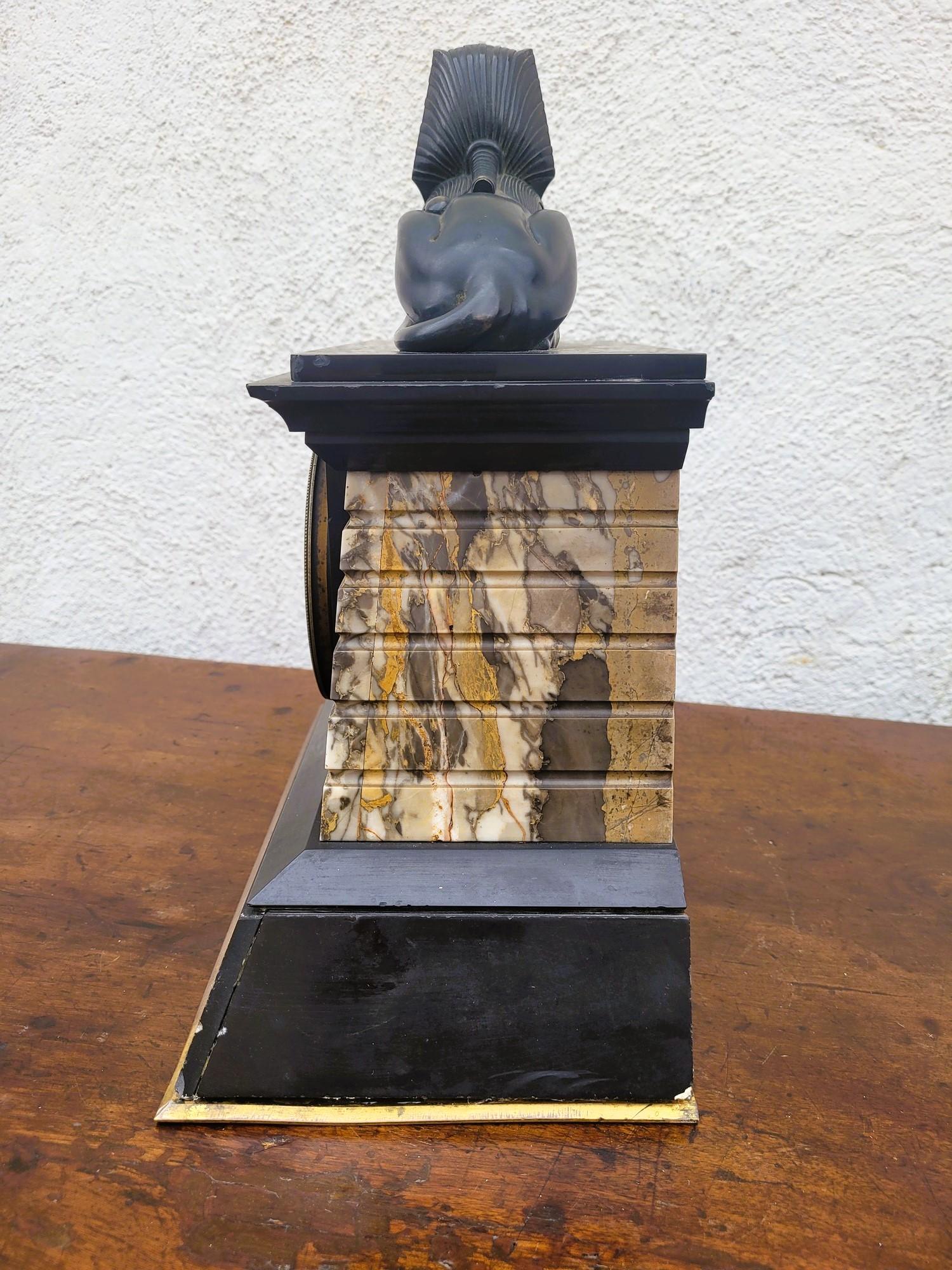 Egyptomania Marble Clock, 19th Century For Sale 8