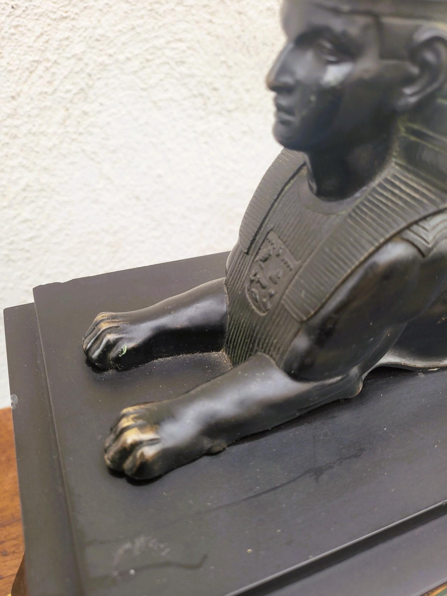 Egyptian Revival Egyptomania Marble Clock, 19th Century For Sale