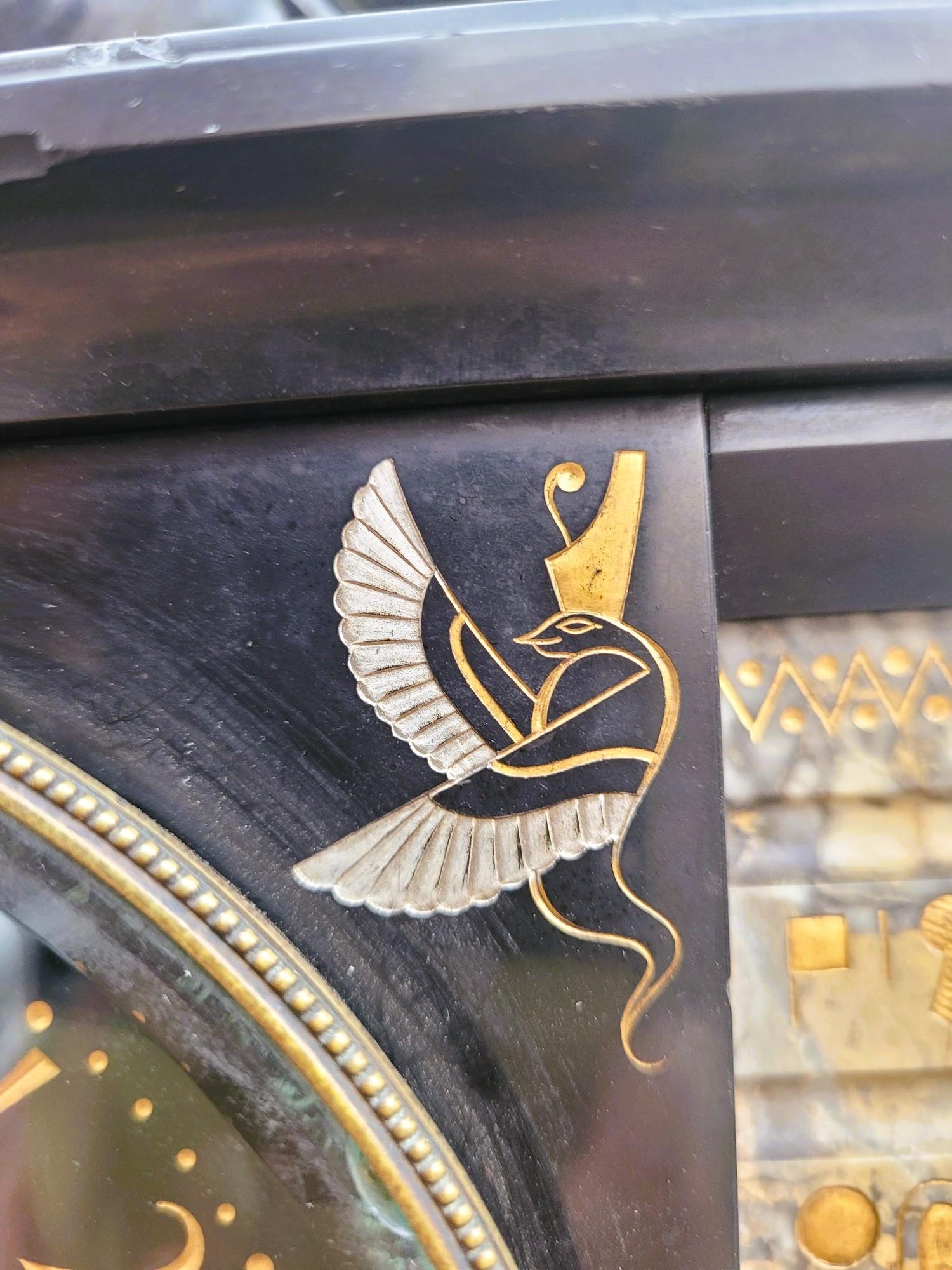 Egyptomania Marble Clock, 19th Century For Sale 3
