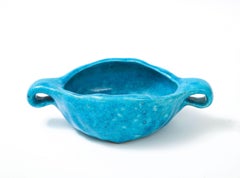 Egytptian Blue Ceramic Bowl by Edmond Lachenal