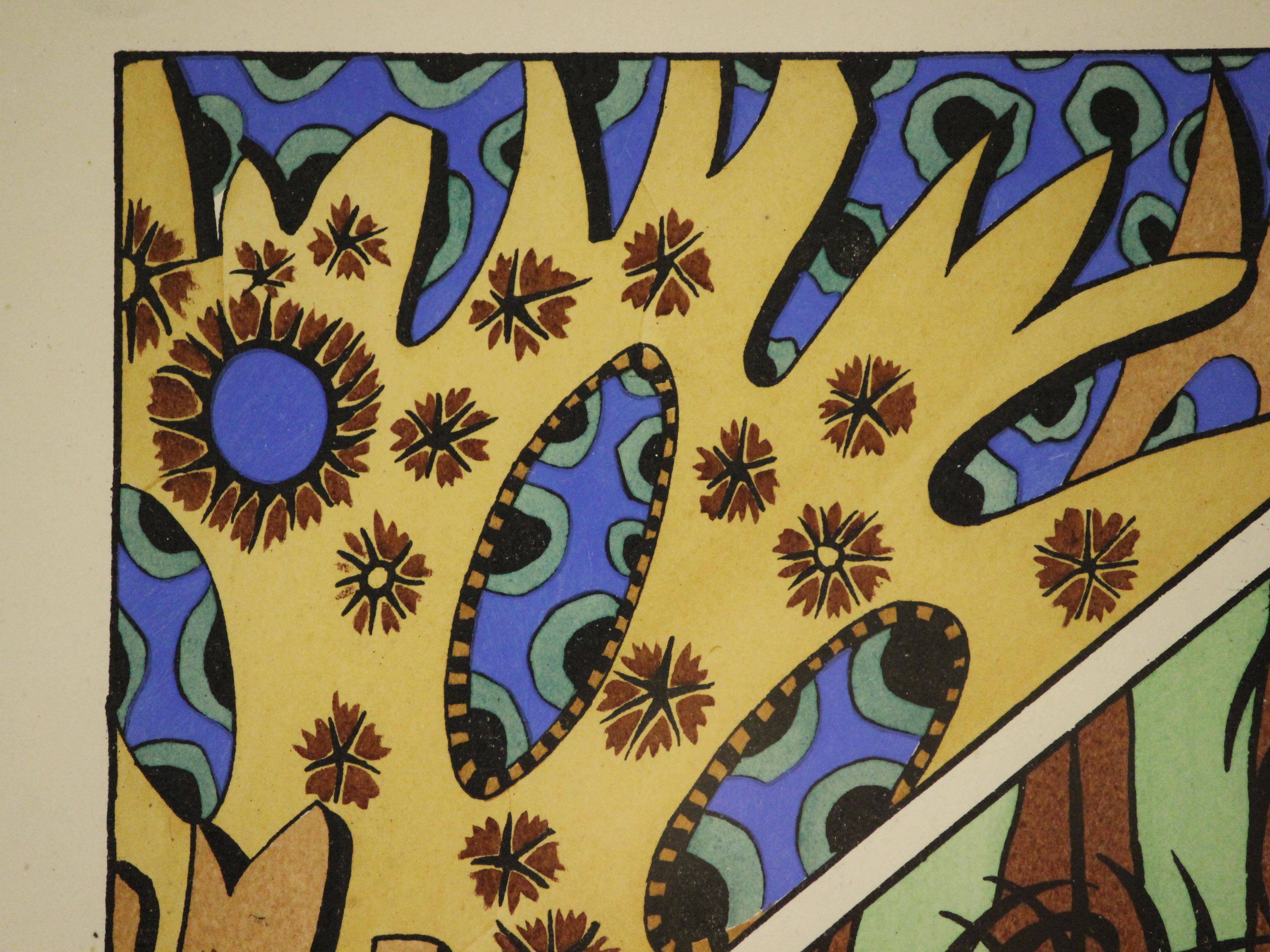 Pochoir de color 

por E.H. Raskin 

Del folio Fantaisies Oceanographiques 

Publicado en París 1926

Tamaño: 14 