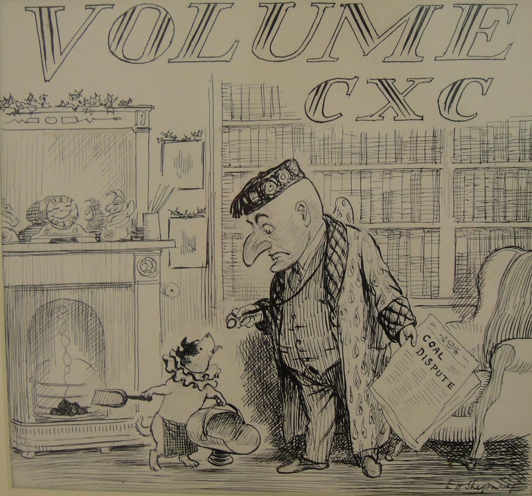 - Satirical illustration from EH Shepard for a 1936 edition of Punch magazine

- Original artwork signed by the Winnie the Pooh artist

- Originates from the Shepard family's own holding

Description:

This original, signed drawing measures