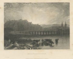 Ehrenbreitstein, Rhine, Antique Steel Engraving after David Roberts, circa 1834