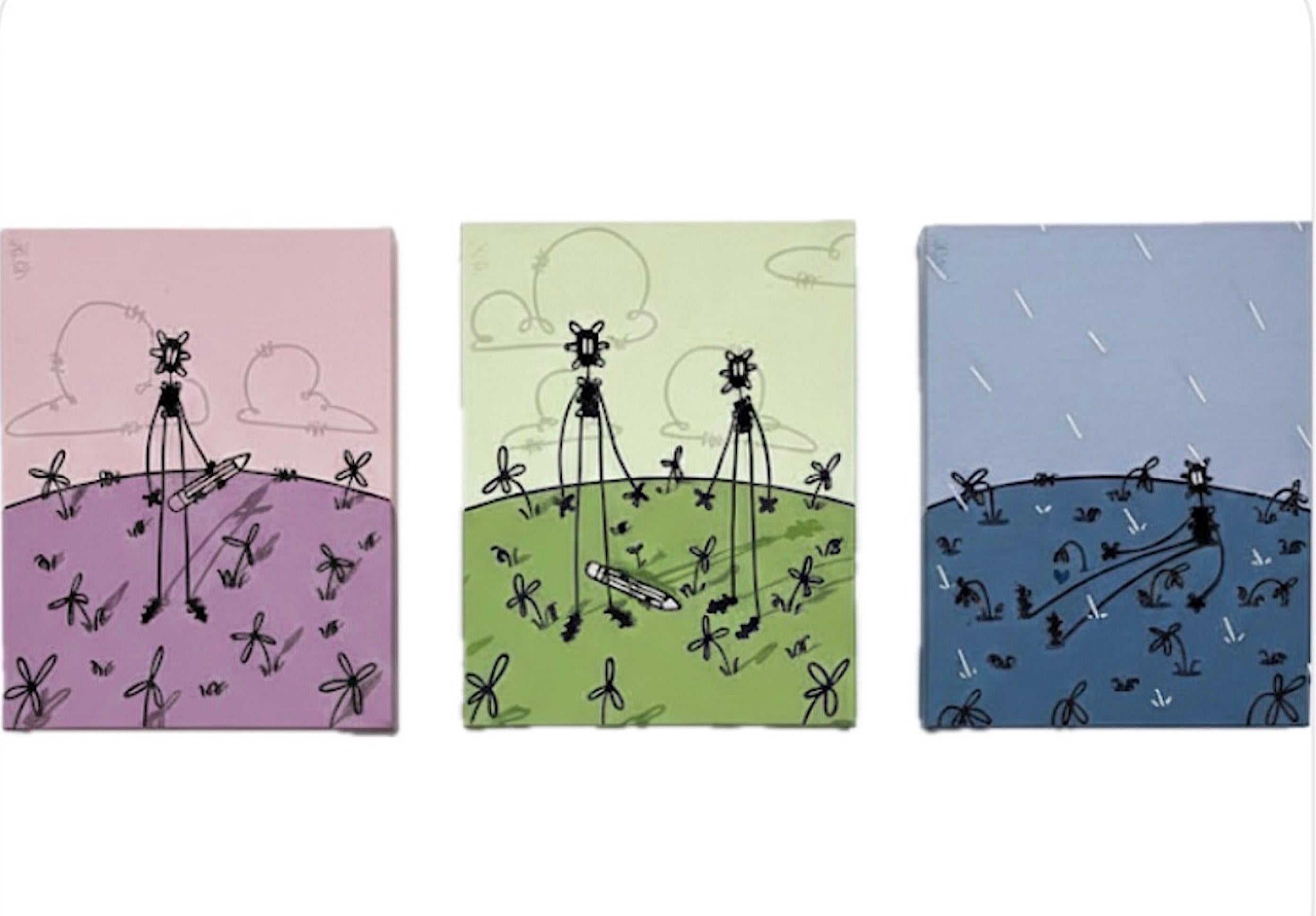 Contemporanea figurativa pop art street art interni blu