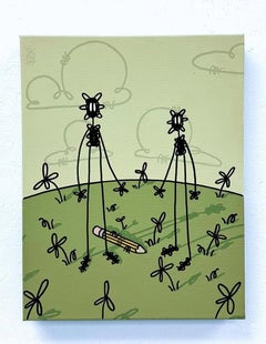 Contemporary figurative pop art street art interior green