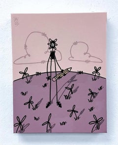 Contemporary figurative pop art street art interior purple