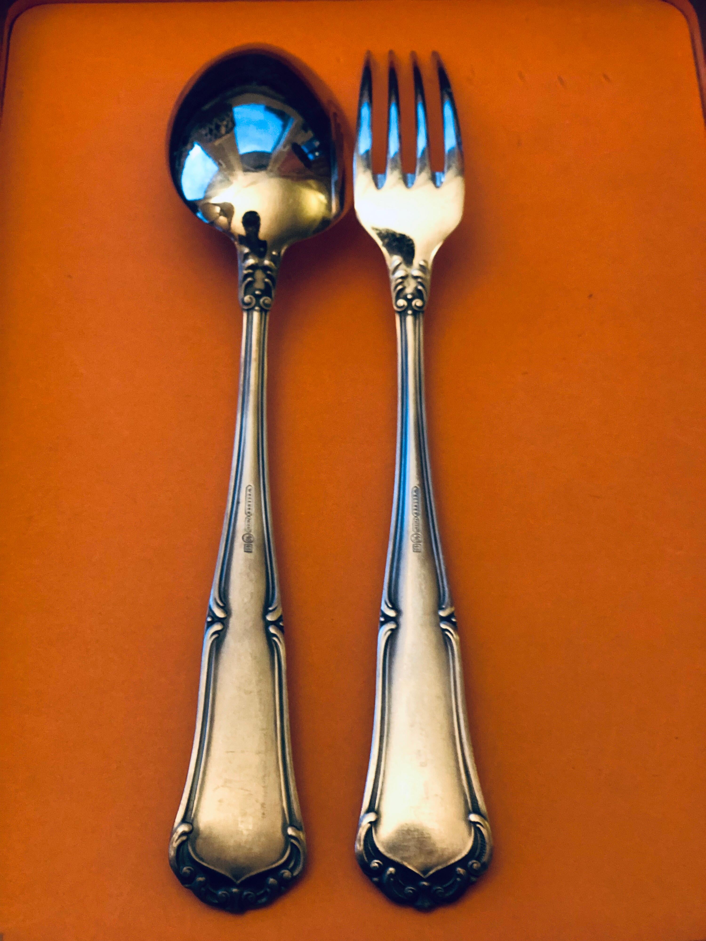 E.Icherrer Messerschmied Bulach Flatware Silver Set of 12 Spoons Forks in a Box 2