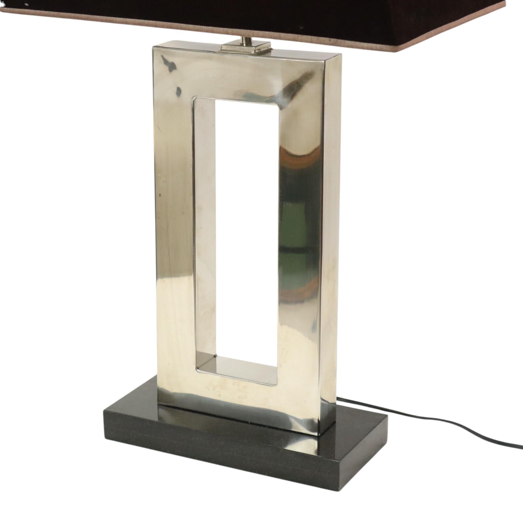 Lampe de bureau Eichholtz Arlington Design en acier inoxydable base granite 72 cm en vente 3