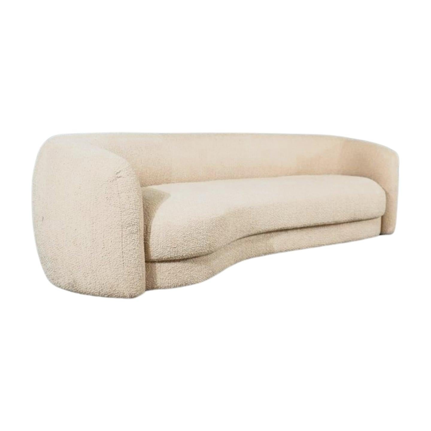 Dutch Eichholtz Blaine Curved Sofa in Beige Bouclé