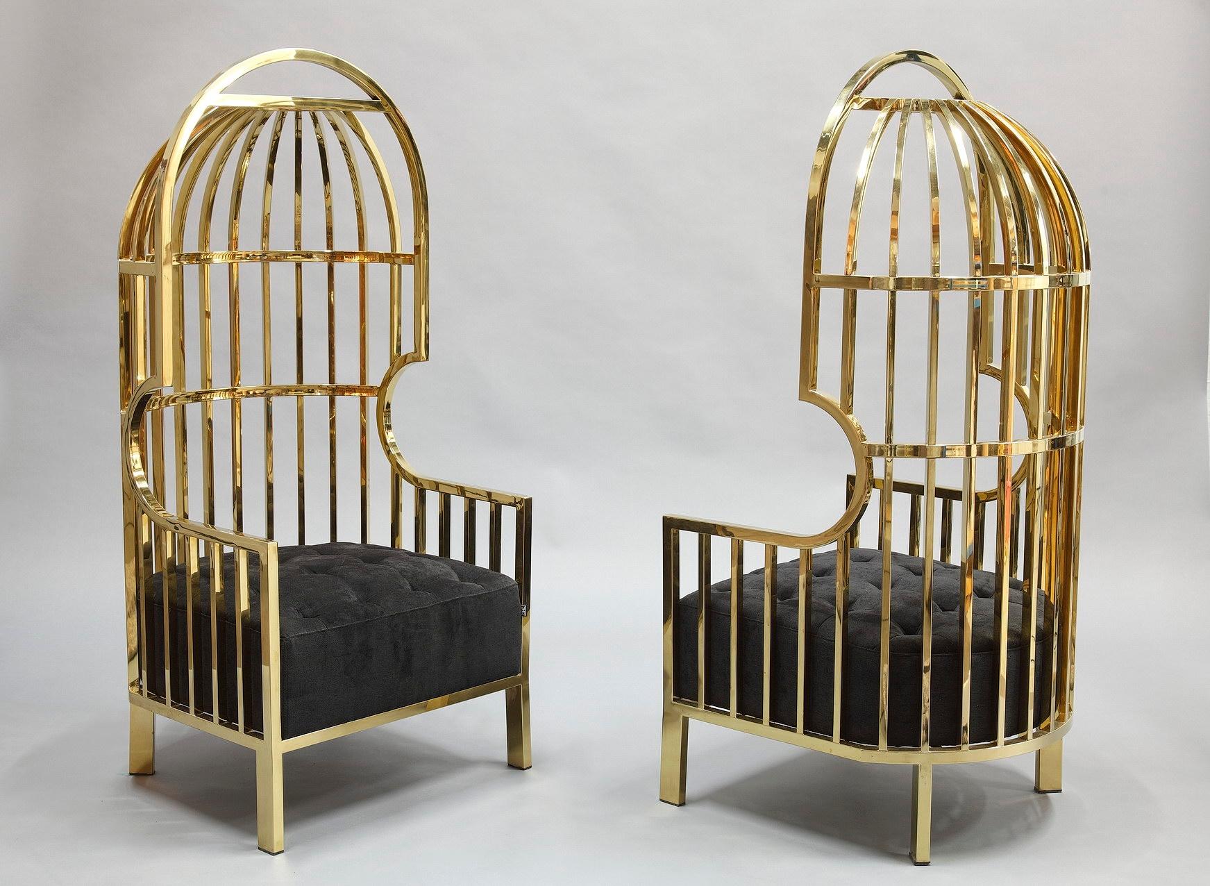birdcage chair gold